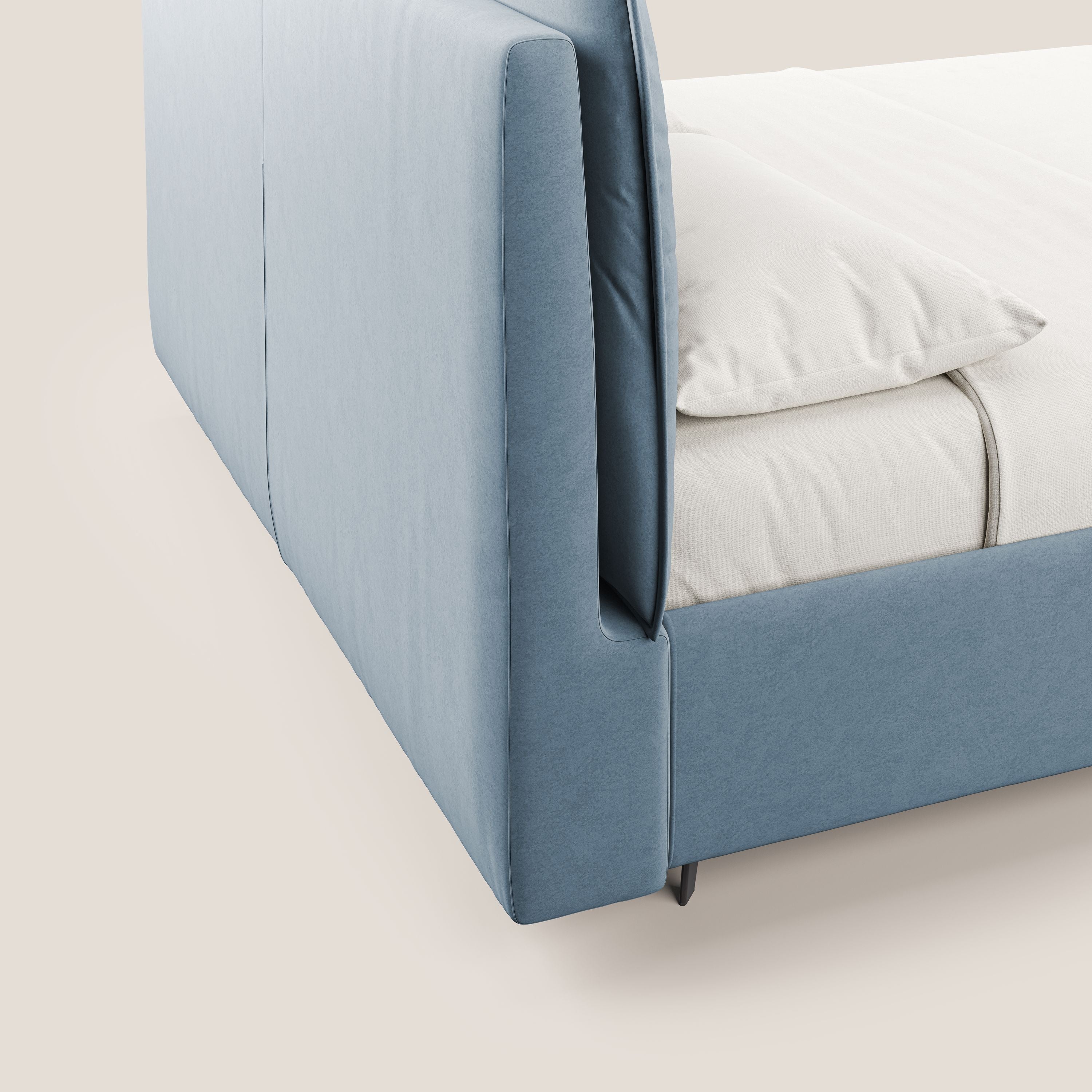 Nives letto imbottito contenitore sfoderabile in microfibra velluto impermeabile T09 carta da zucchero - divani.store