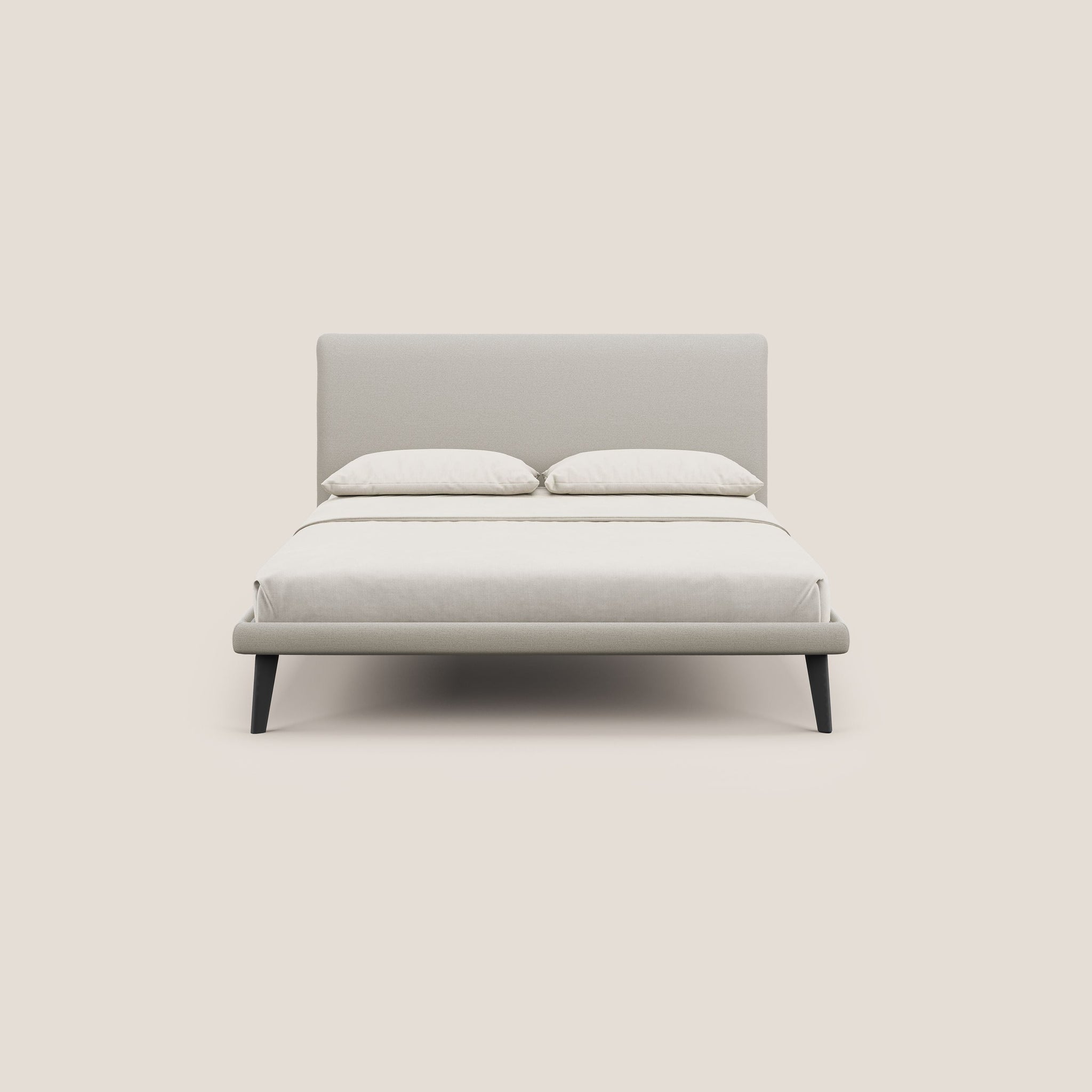 Noel lit minimaliste scandinave avec pieds foncés et tissu flammé imperméable T19