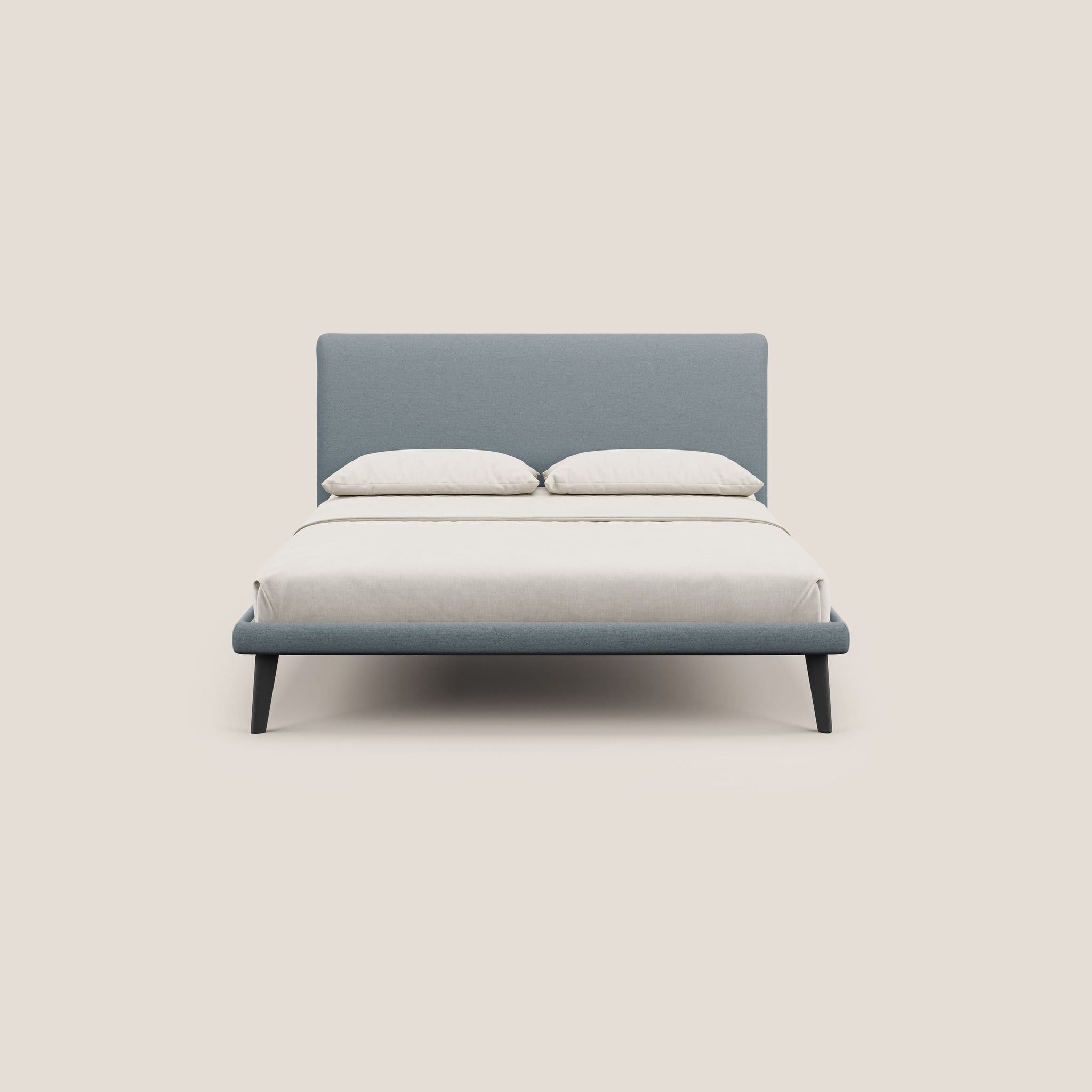 Noel lit minimaliste scandinave avec pieds foncés et tissu flammé imperméable T19