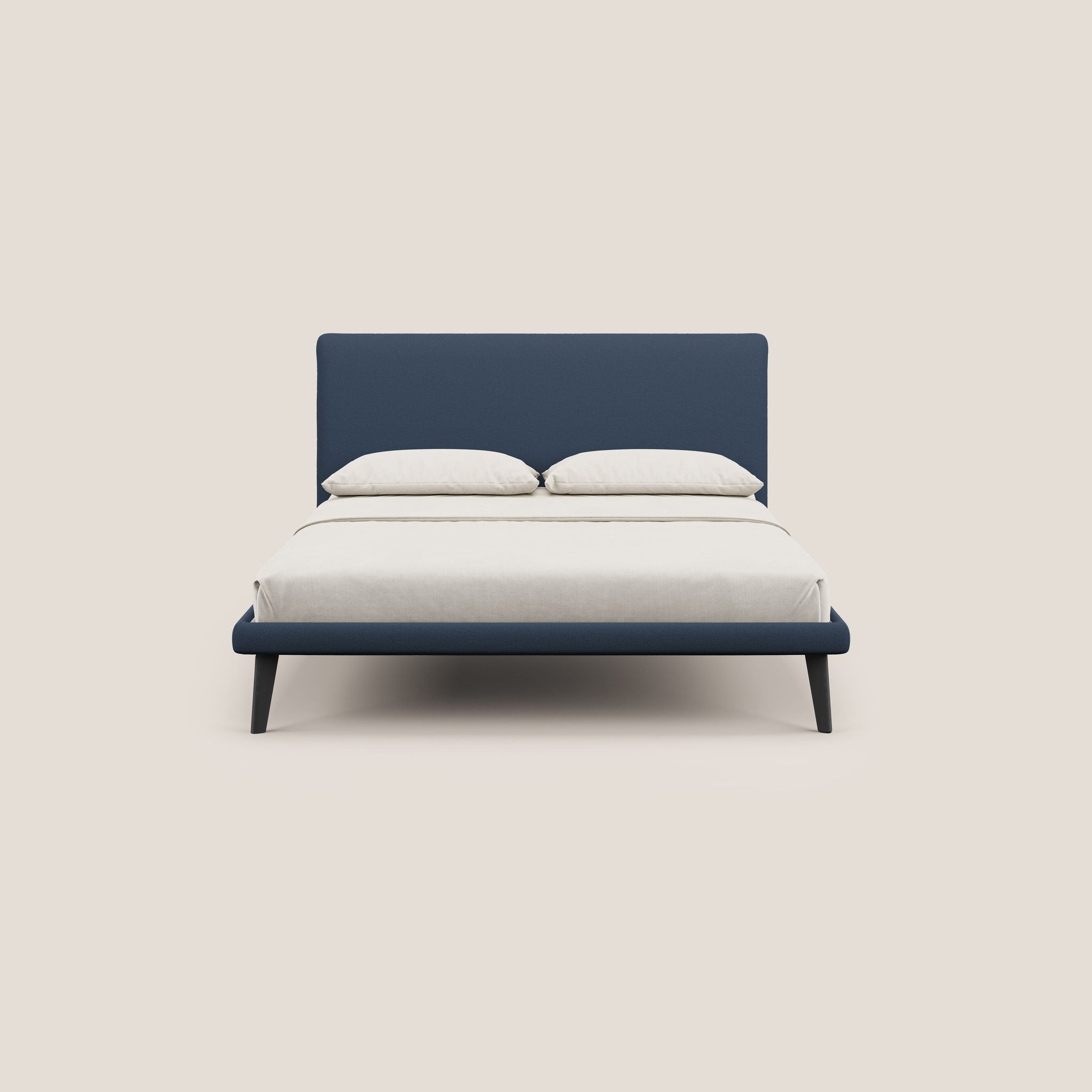 Noel lit minimaliste scandinave avec pieds foncés et tissu flammé imperméable T19