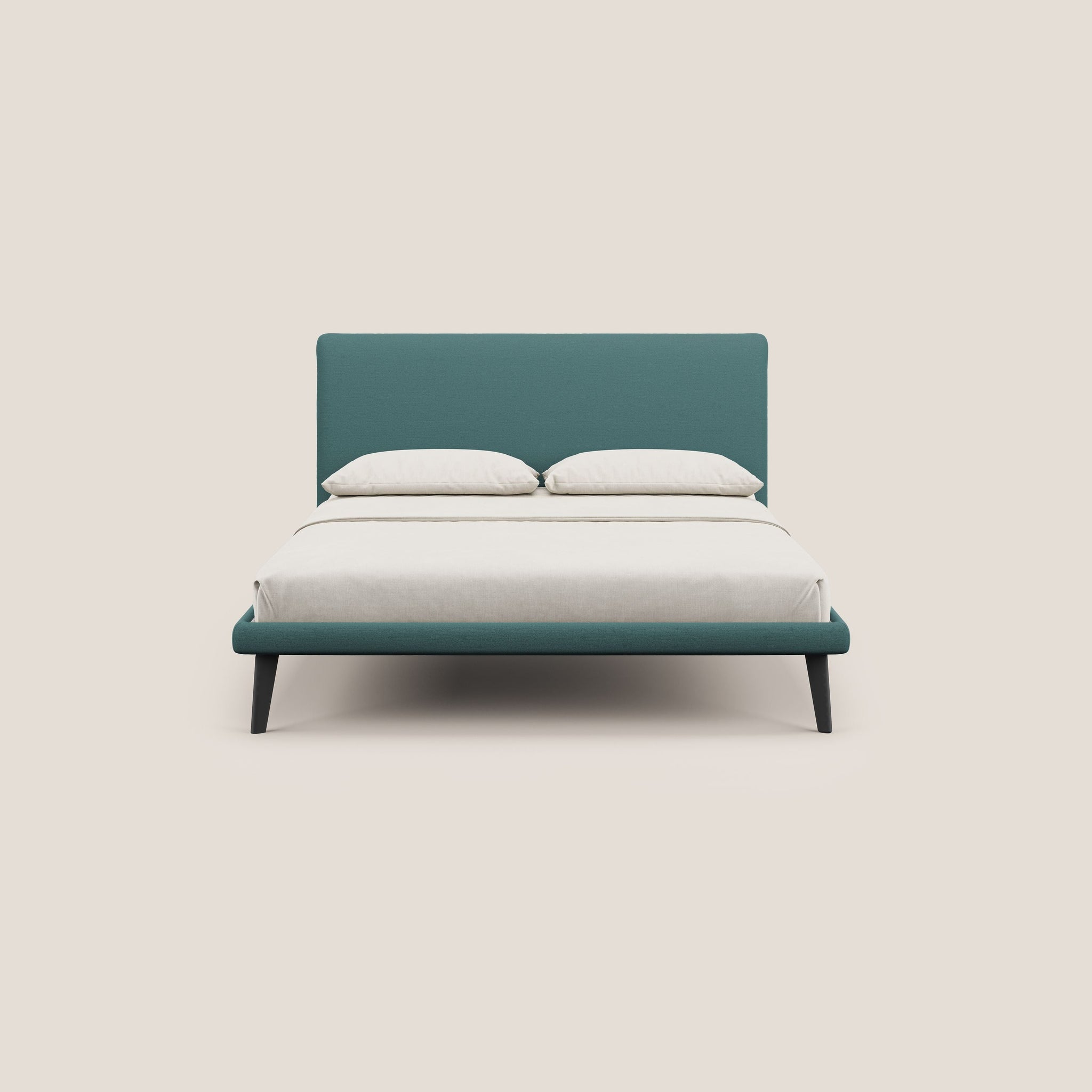 Noel lit minimaliste scandinave avec pieds foncés et tissu flammé imperméable T19