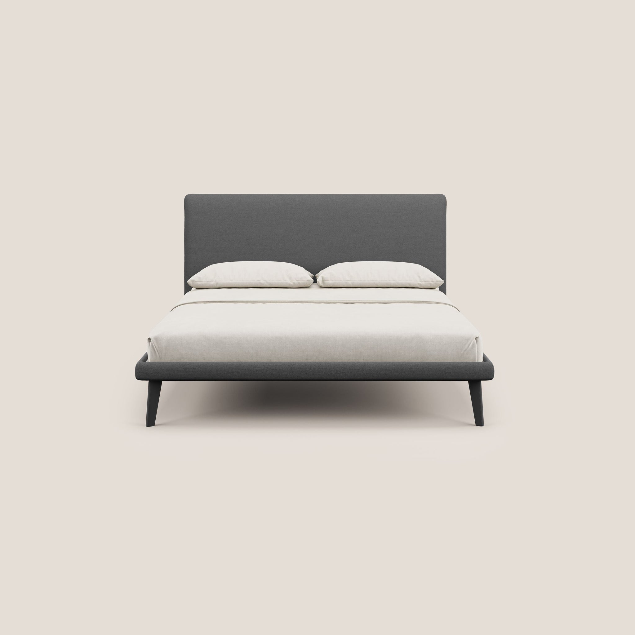 Noel lit minimaliste scandinave avec pieds foncés et tissu flammé imperméable T19