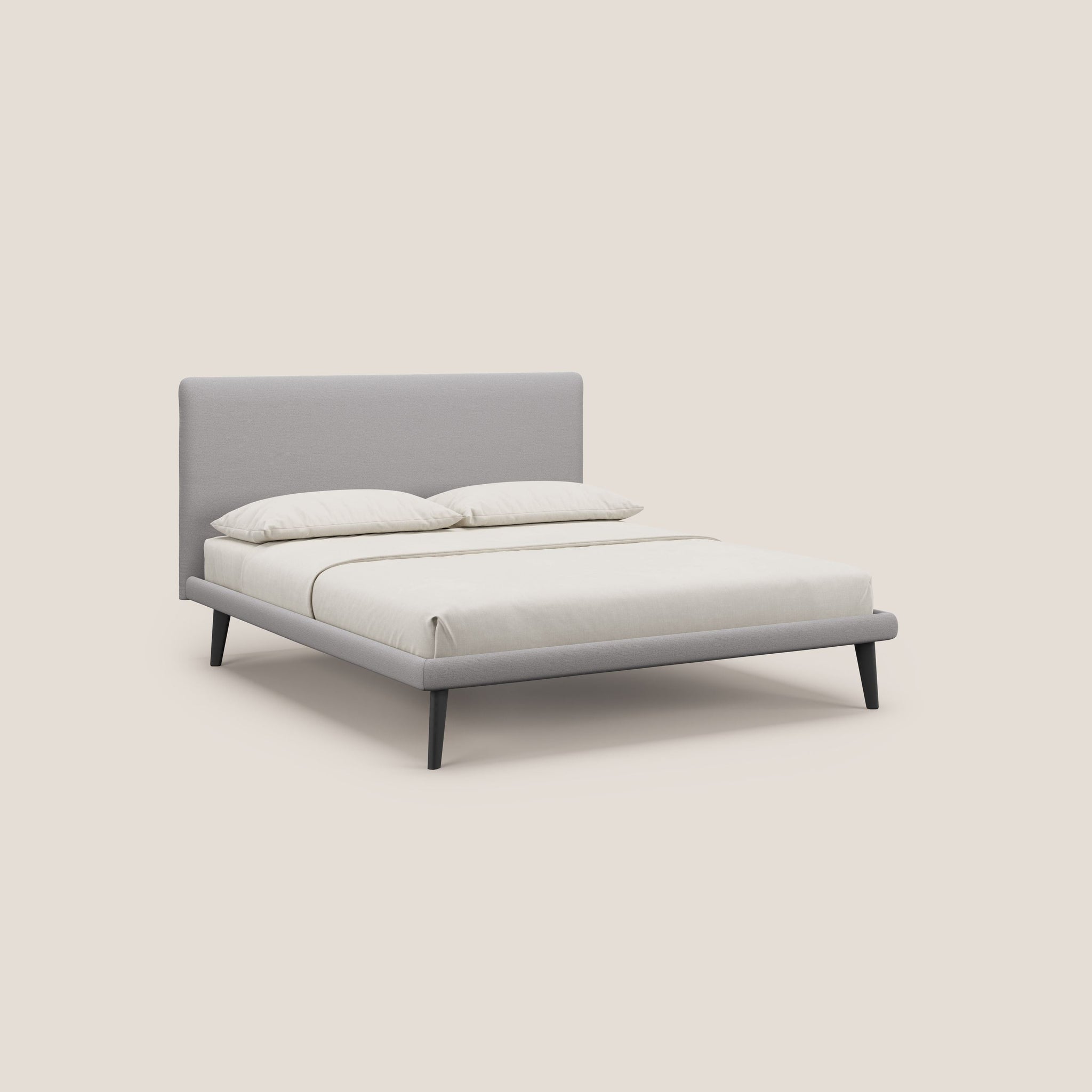 Noel lit minimaliste scandinave avec pieds foncés et tissu flammé imperméable T19