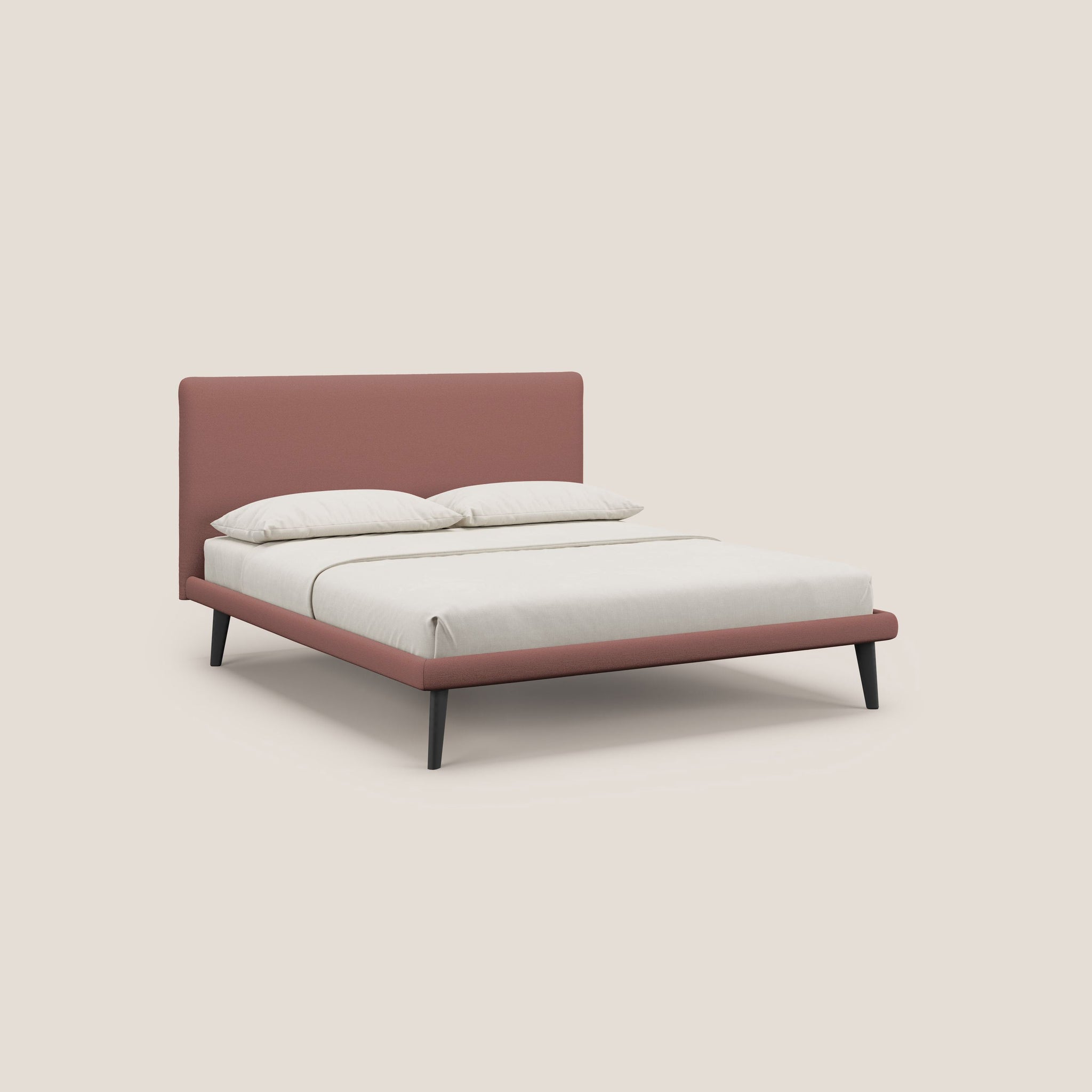 Noel lit minimaliste scandinave avec pieds foncés et tissu flammé imperméable T19