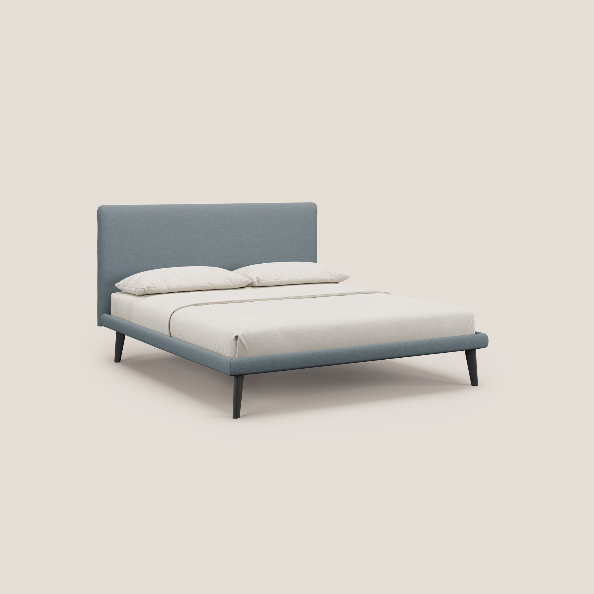 Noel lit minimaliste scandinave avec pieds foncés et tissu flammé imperméable T19