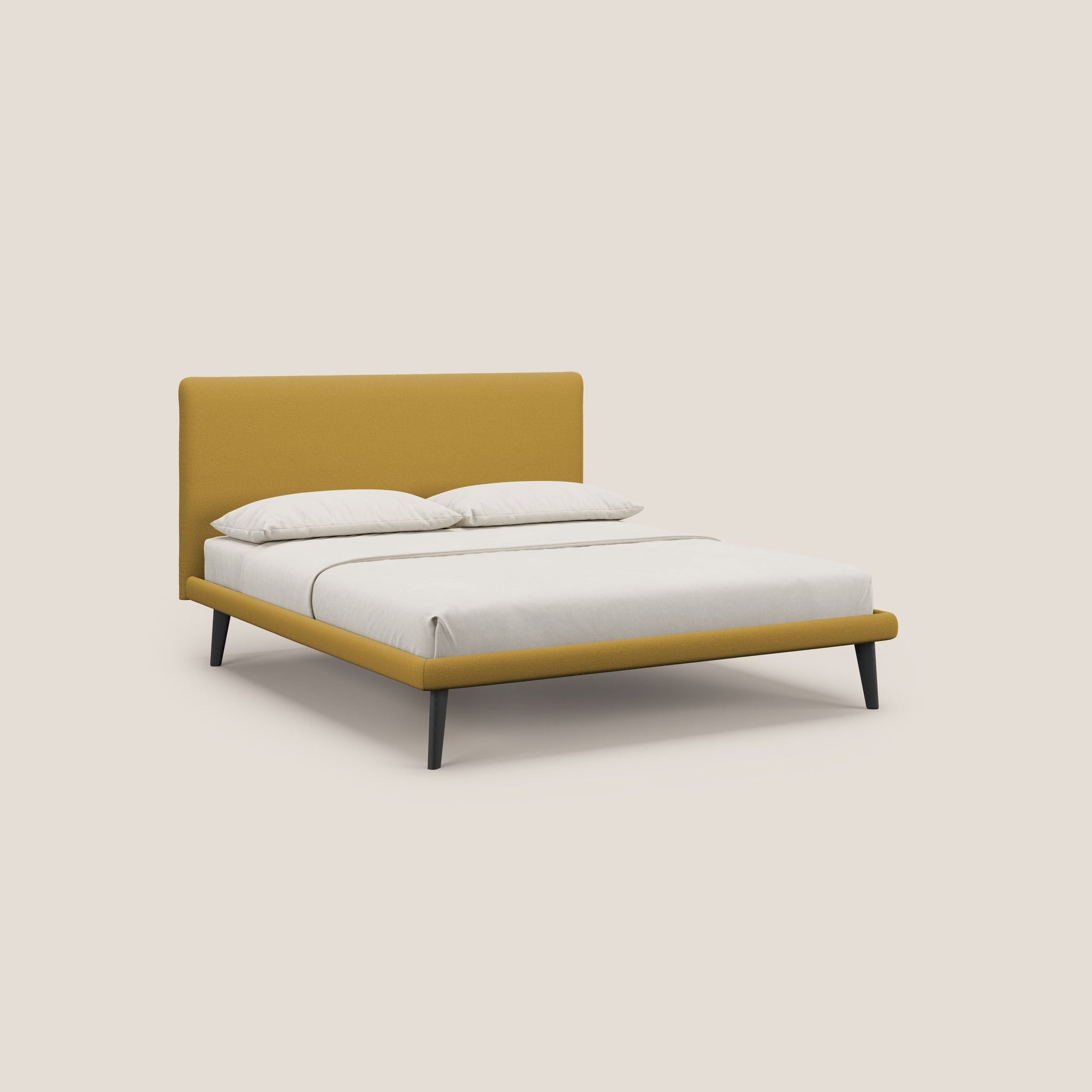 Noel lit minimaliste scandinave avec pieds foncés et tissu flammé imperméable T19