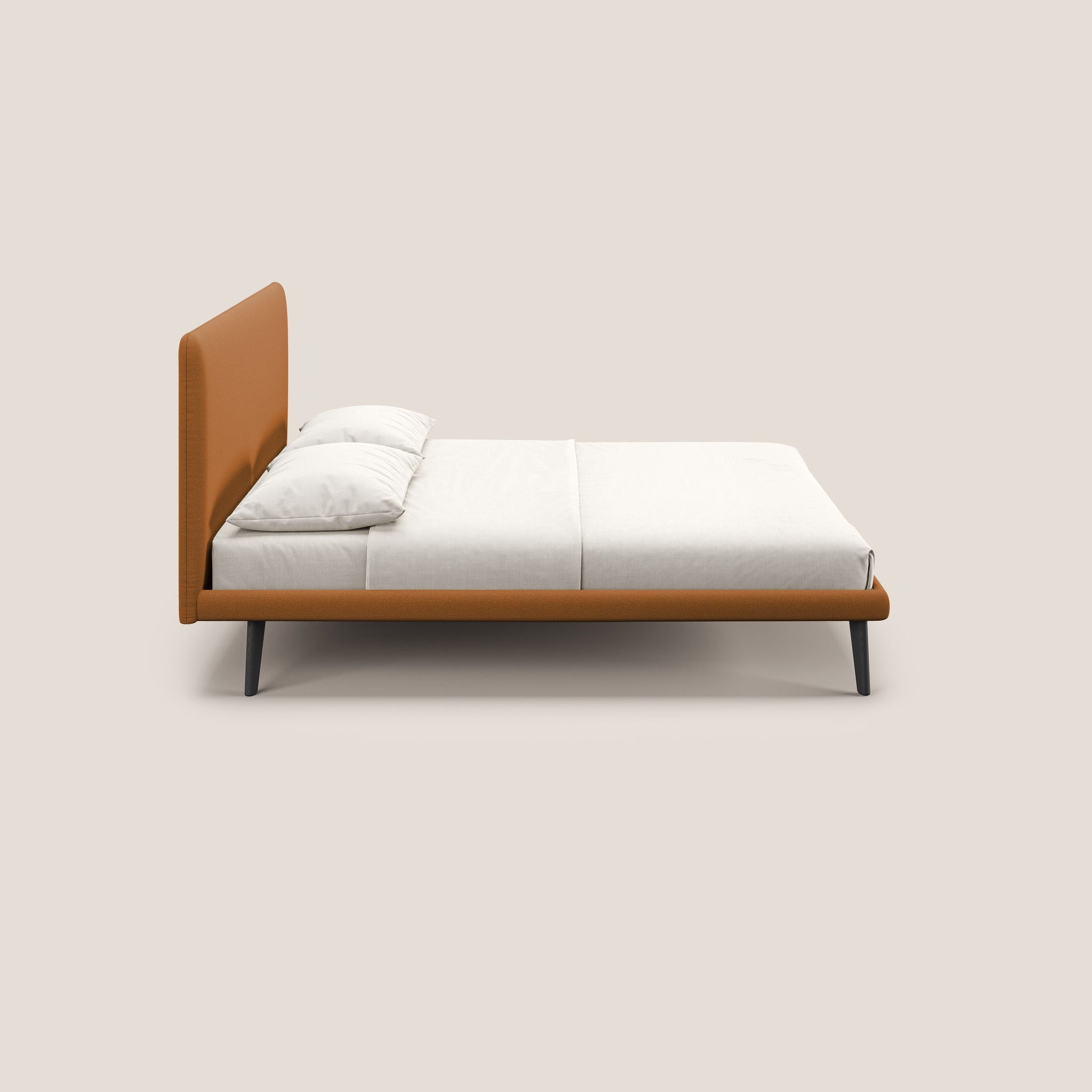 Noel lit minimaliste scandinave avec pieds foncés et tissu flammé imperméable T19