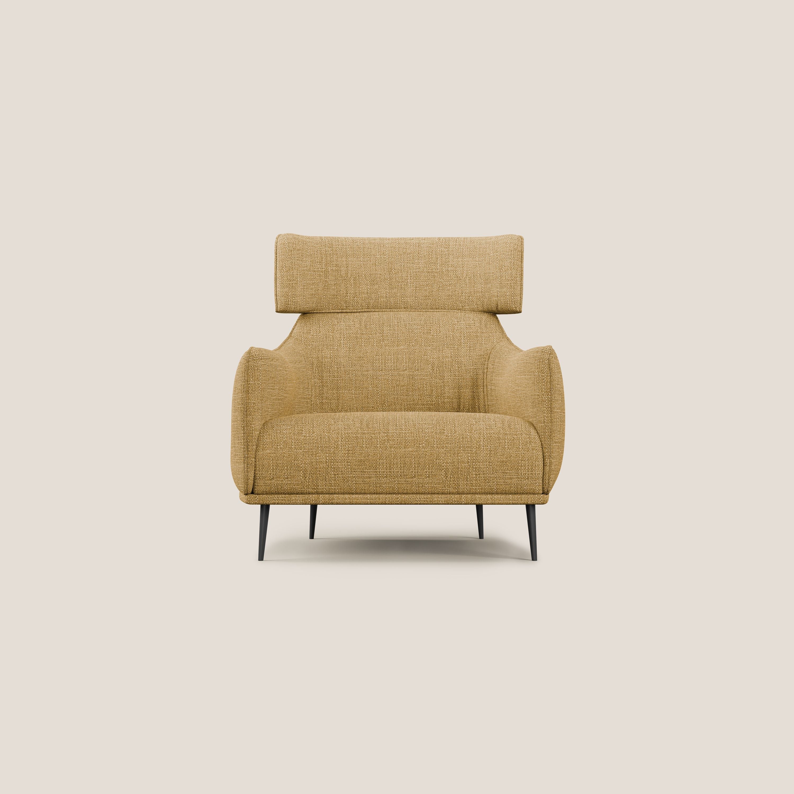 Zelda Poltroncina dal design moderno in morbido tessuto impermeabile T06 giallo - divani.store