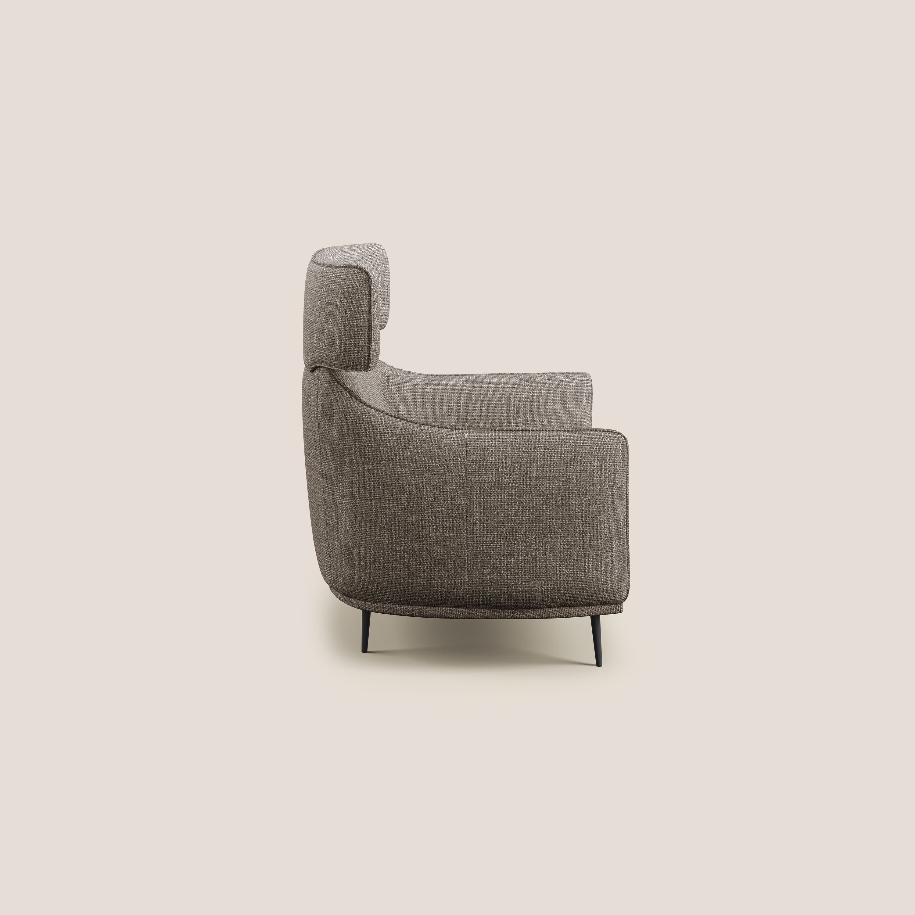 Zelda Poltroncina dal design moderno in morbido tessuto impermeabile T06 marrone - divani.store