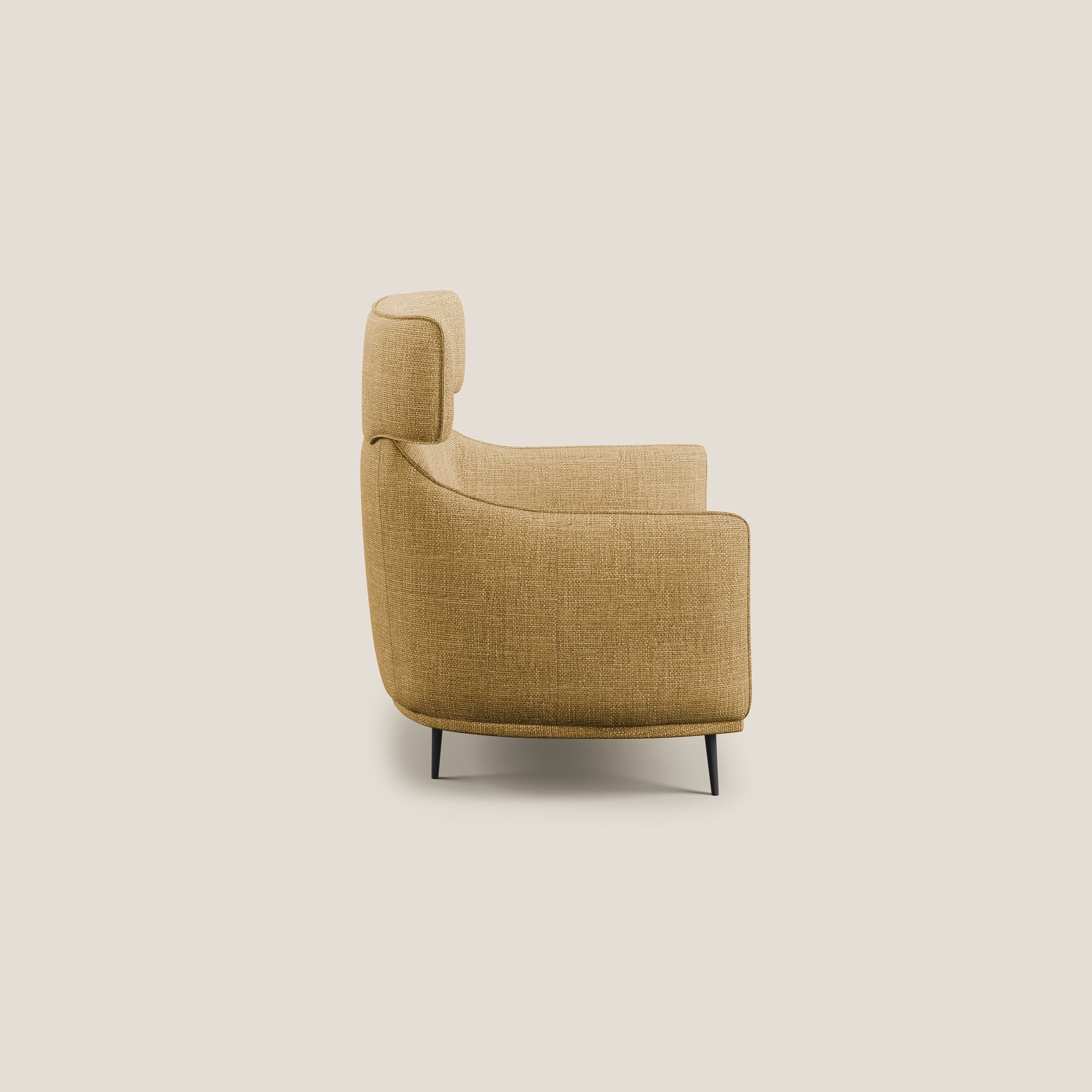 Zelda Poltroncina dal design moderno in morbido tessuto impermeabile T06 giallo - divani.store