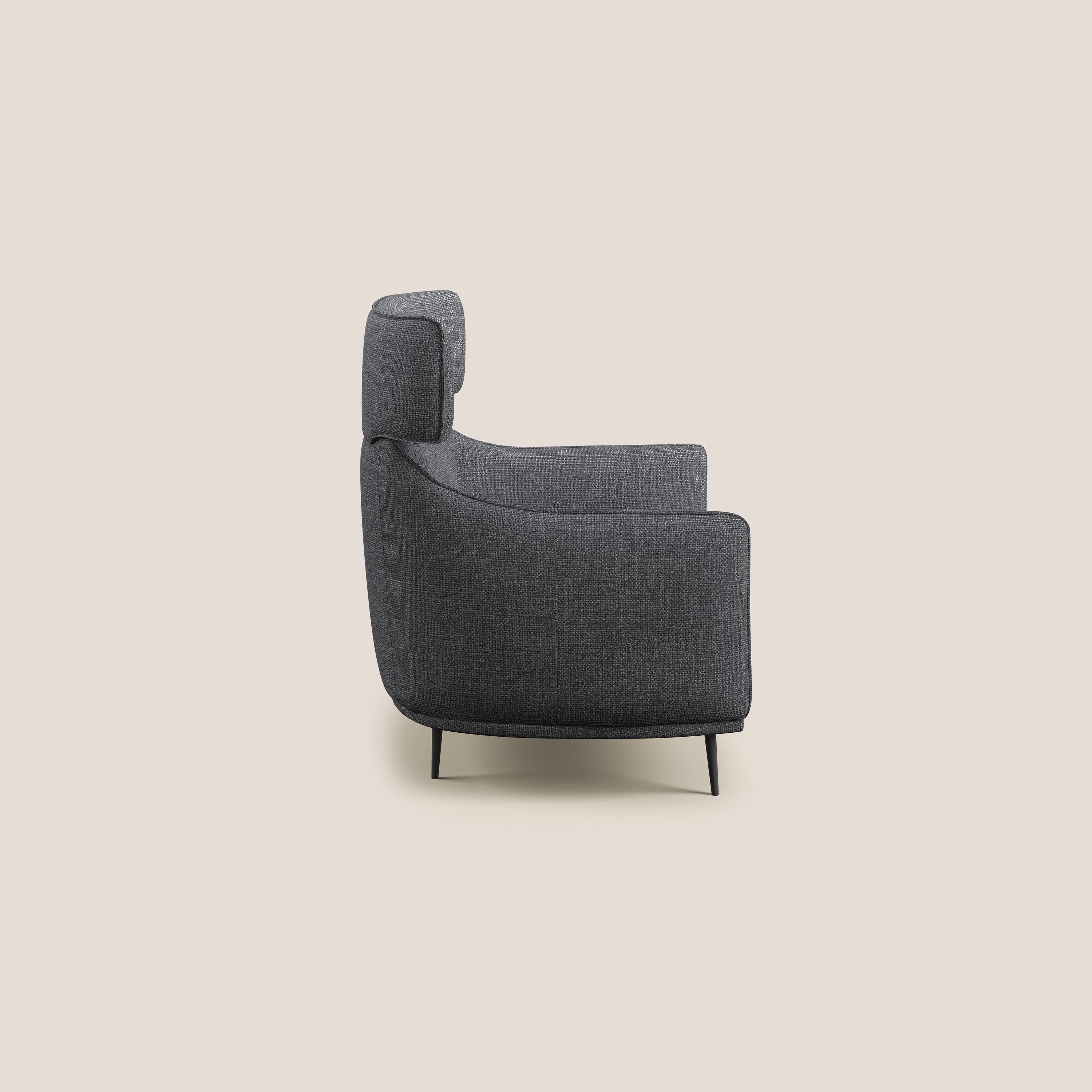Zelda Poltroncina dal design moderno in morbido tessuto impermeabile T06 antracite - divani.store