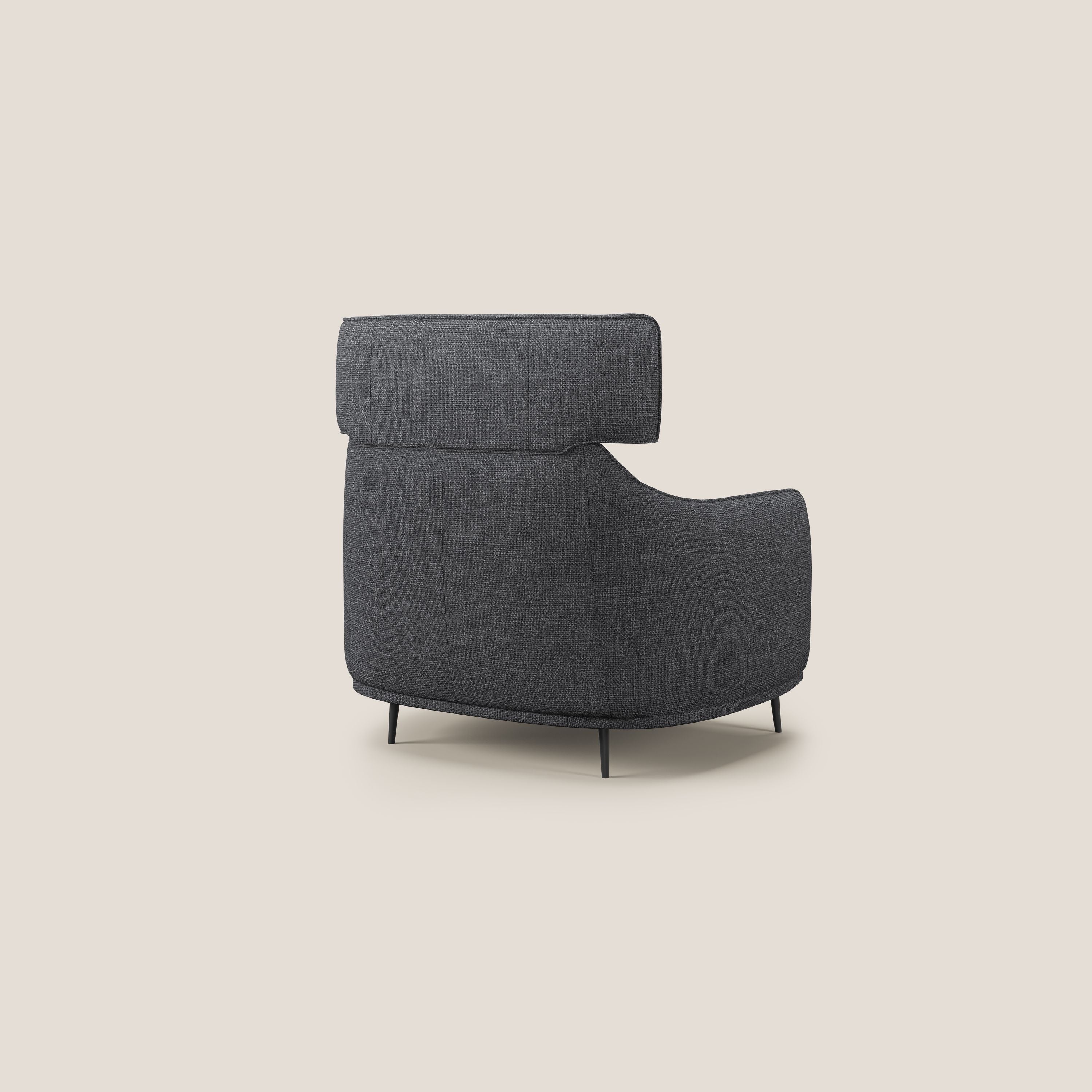 Zelda Poltroncina dal design moderno in morbido tessuto impermeabile T06 antracite - divani.store