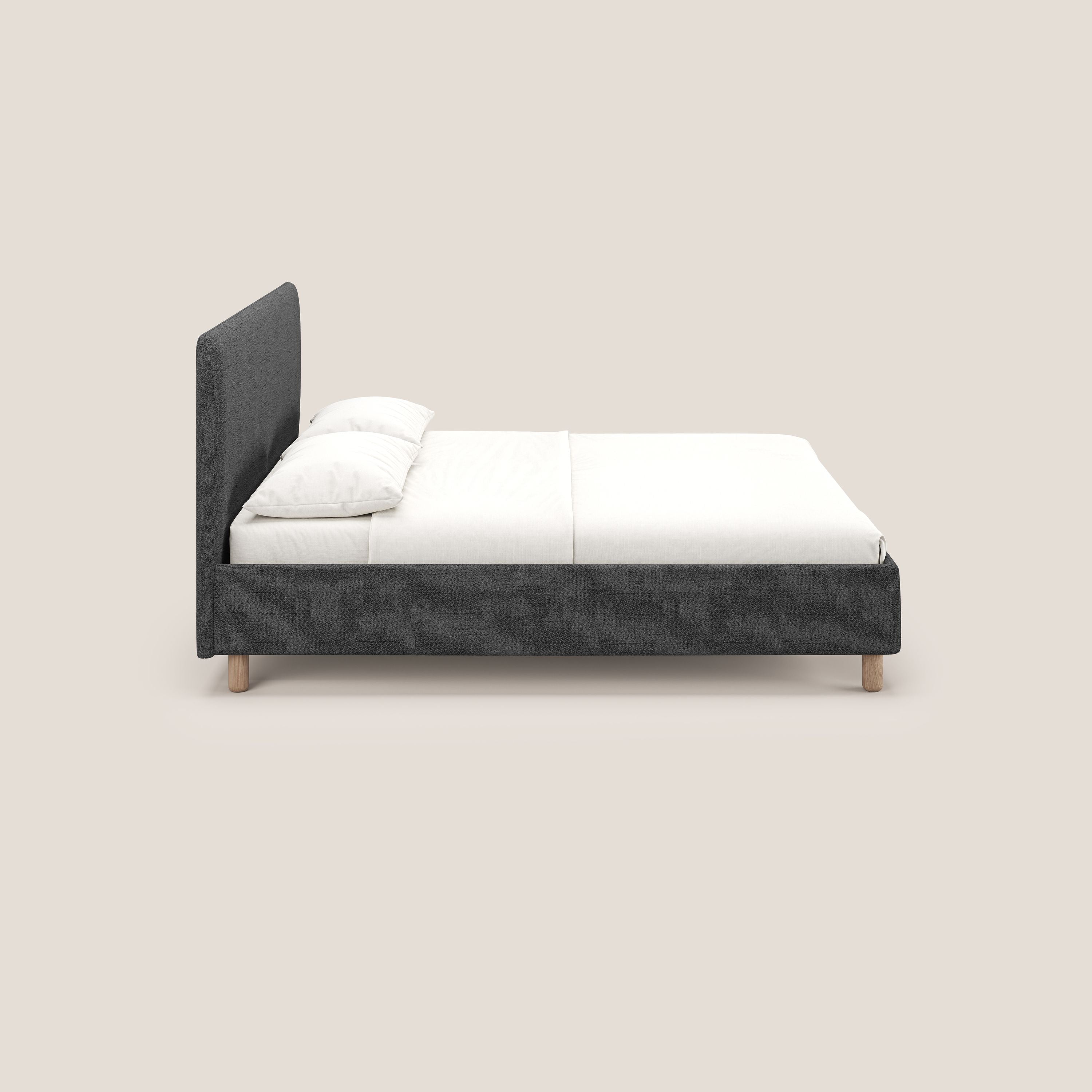 Serena letto contenitore salvaspazio scandinavo in tessuto fiammato impermeabile T03 grigio - divani.store