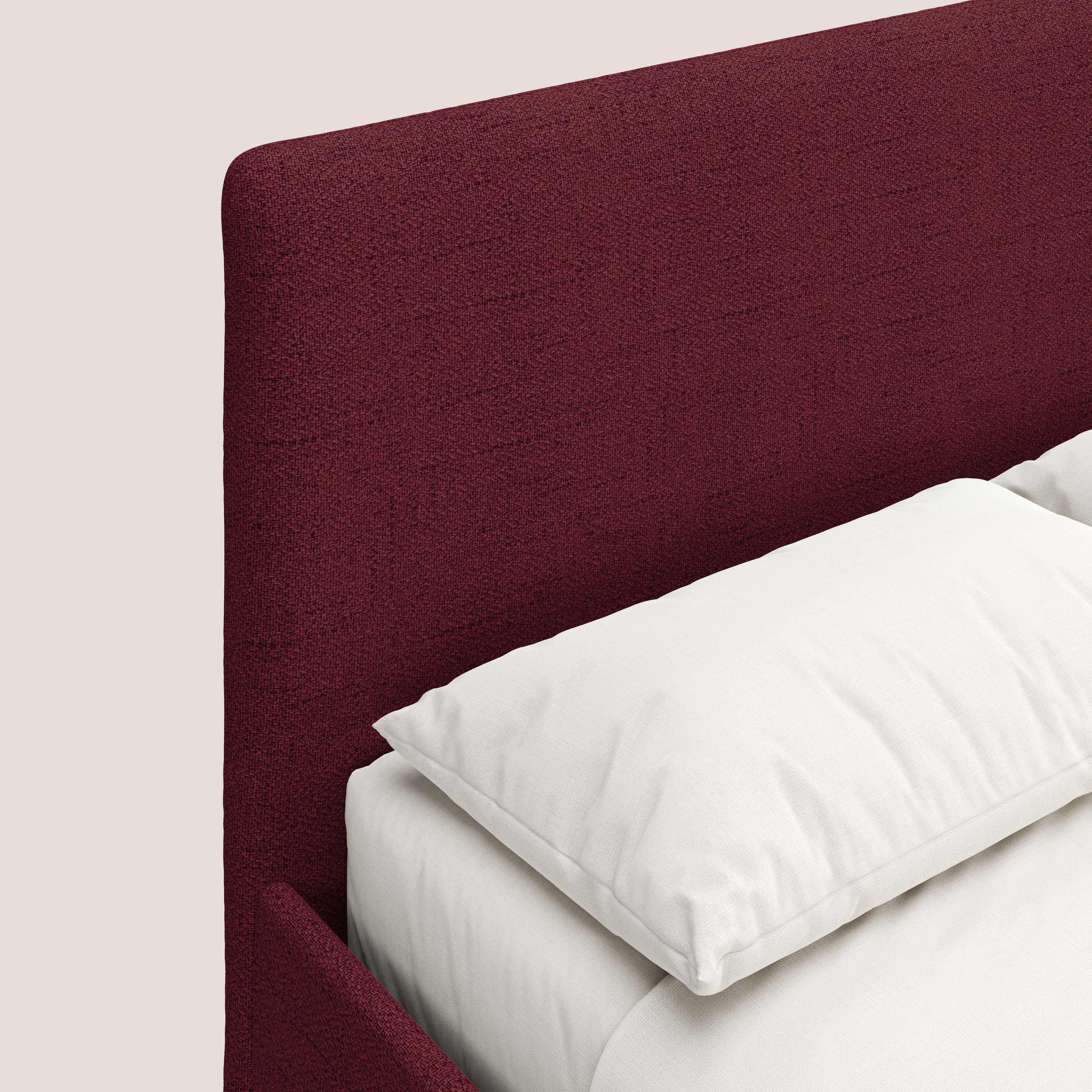 Serena letto contenitore salvaspazio scandinavo in tessuto fiammato impermeabile T03 rosso - divani.store
