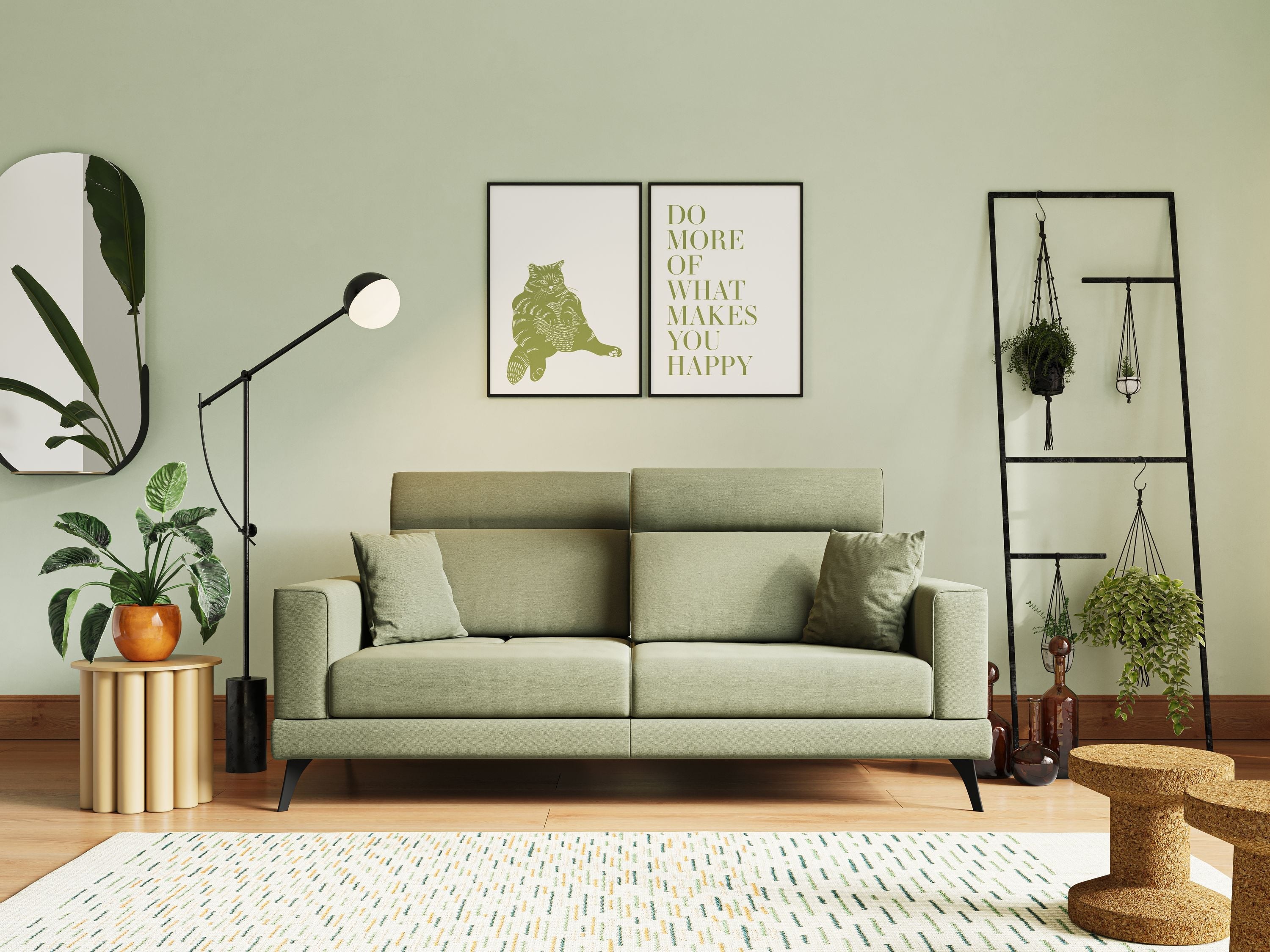 Slide Divano con schienali traslanti e poggiatesta in tessuto simil cotone impermeabile T19 verde - divani.store
