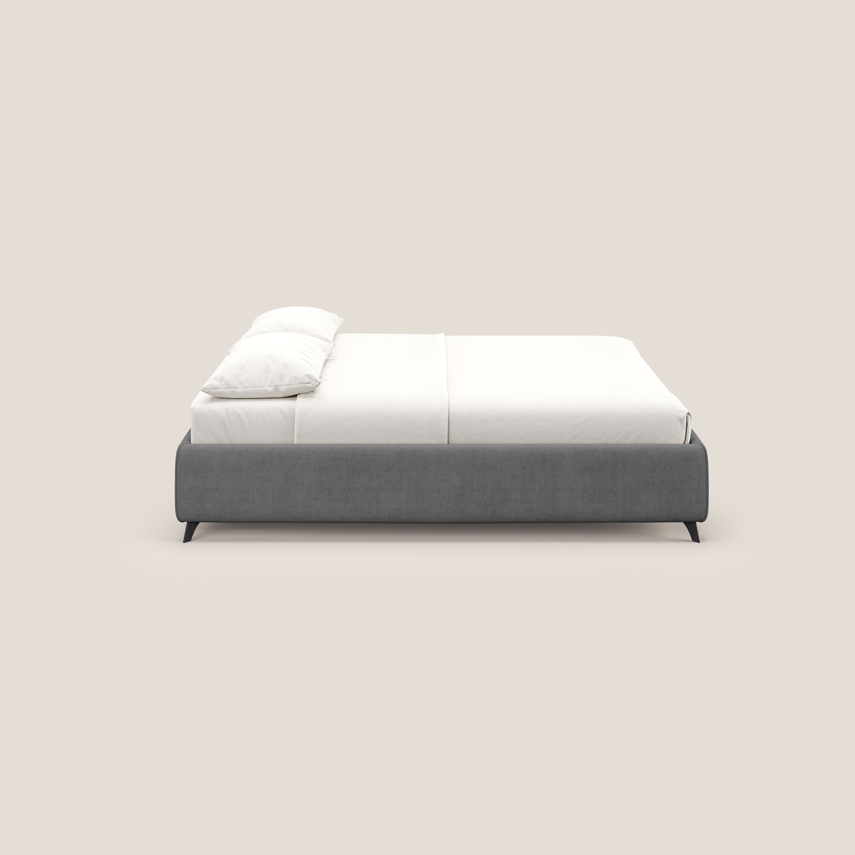 Sara sommier con giroletto contenitore in tessuto impermeabile T02 grigio - divani.store
