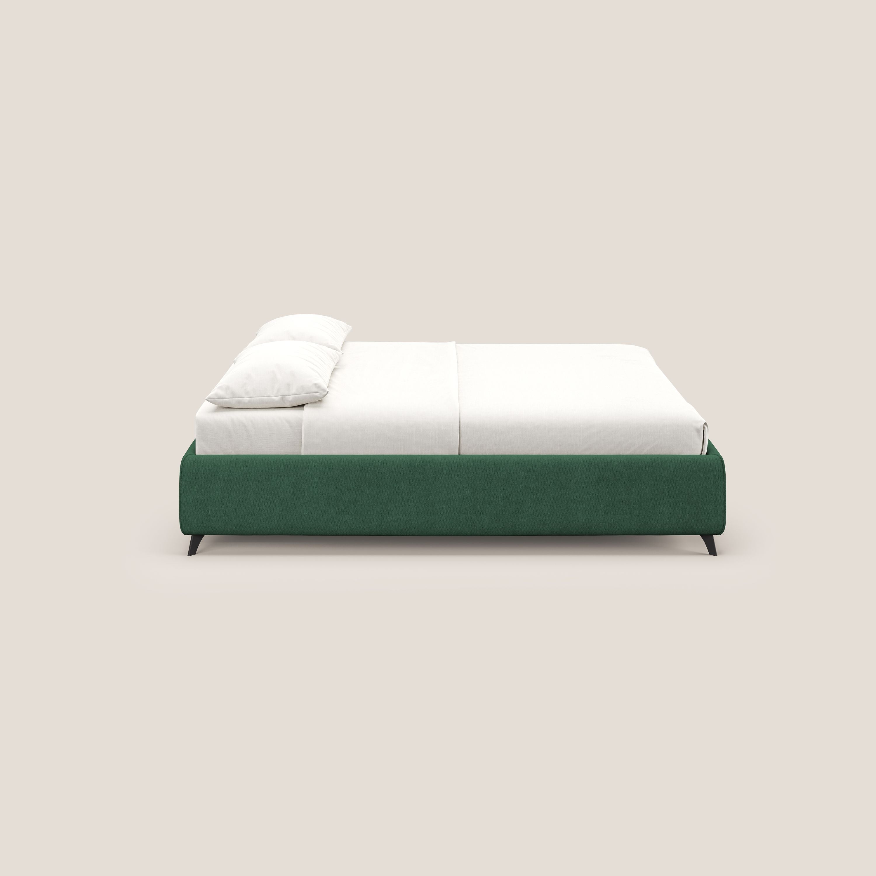 Sara sommier con giroletto contenitore in tessuto impermeabile T02 verde - divani.store