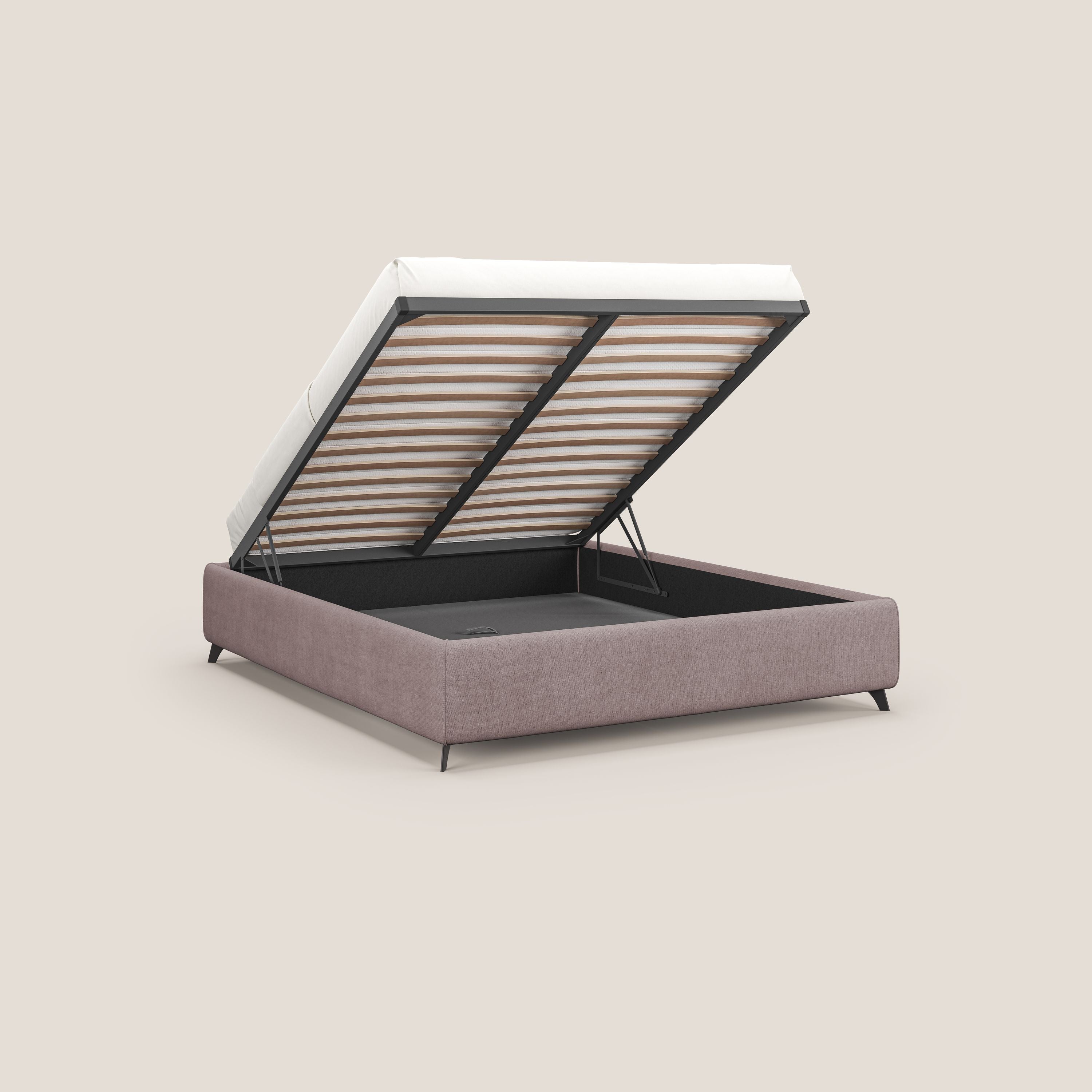 Sara sommier con giroletto contenitore in tessuto impermeabile T02 rosa - divani.store