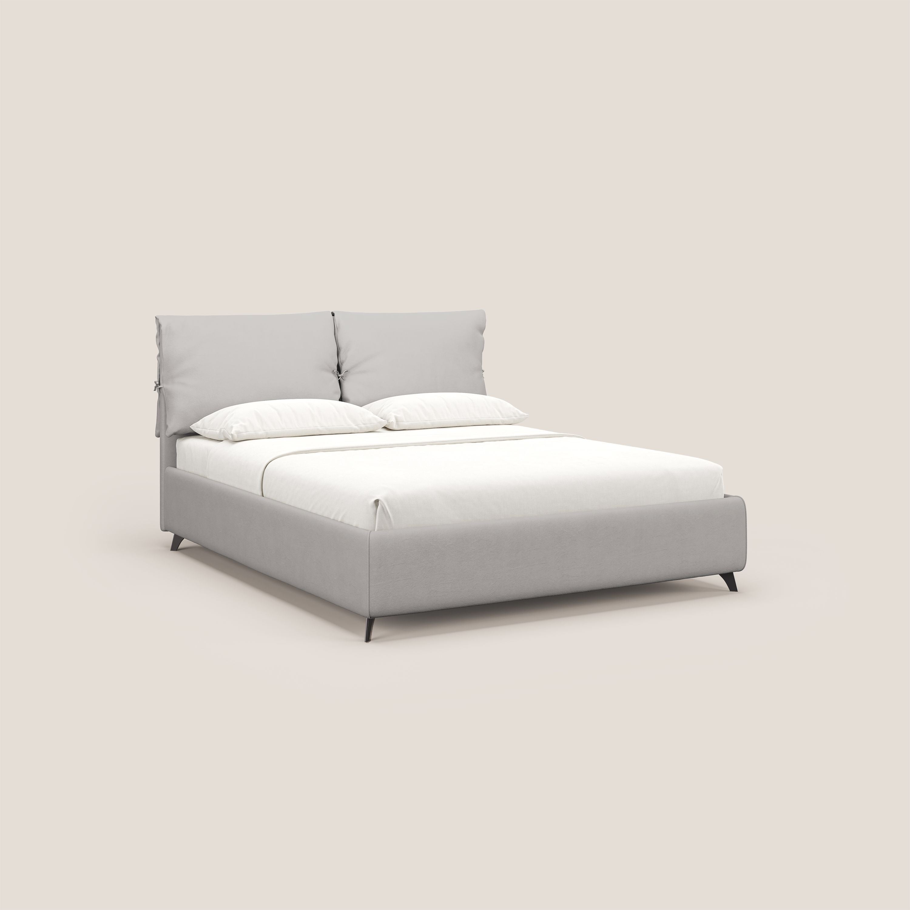 Susan letto imbottito contenitore completamente sfoderabile in microfibra smacchiabile T11 grigio chiaro - divani.store