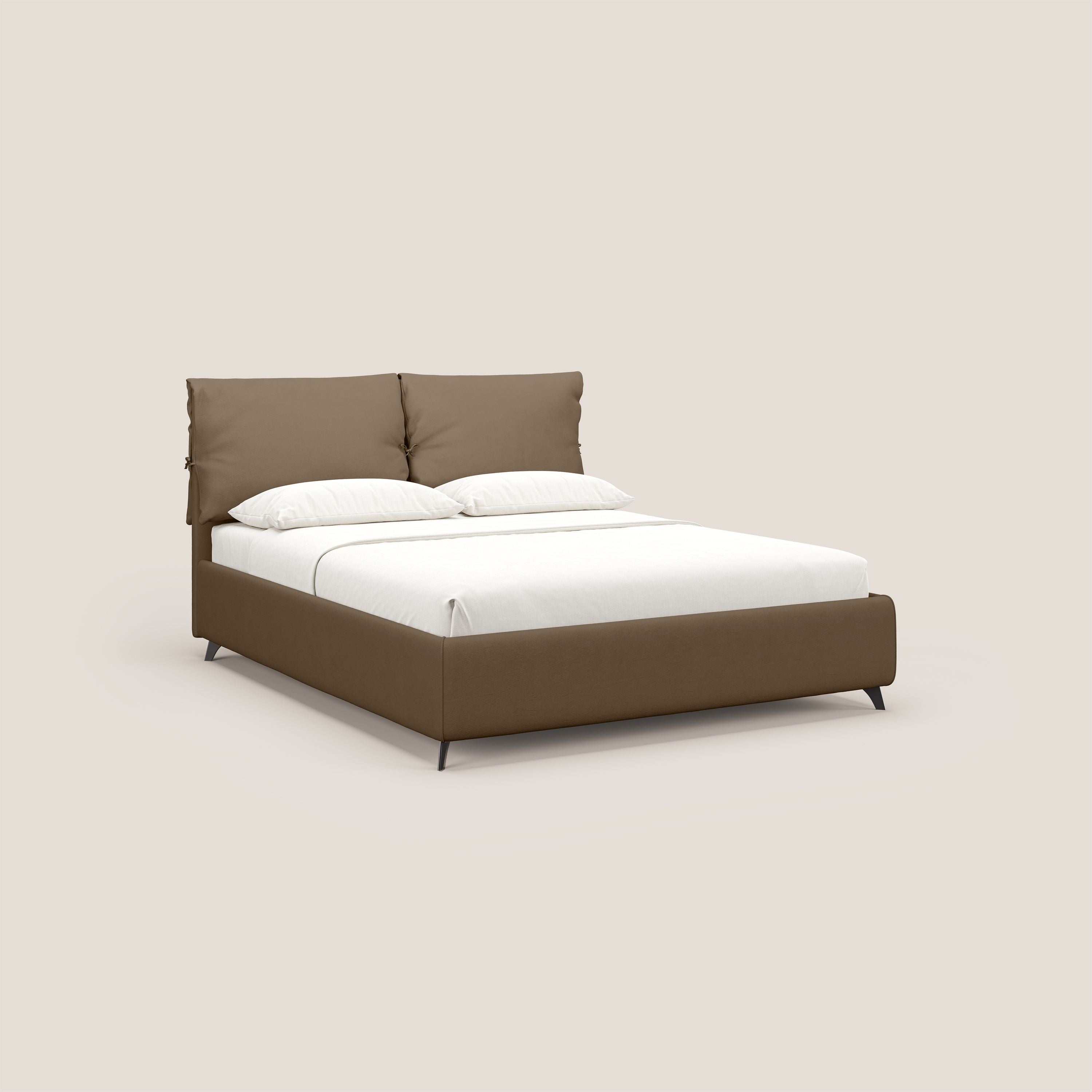Susan letto imbottito contenitore completamente sfoderabile in microfibra smacchiabile T11 marrone - divani.store