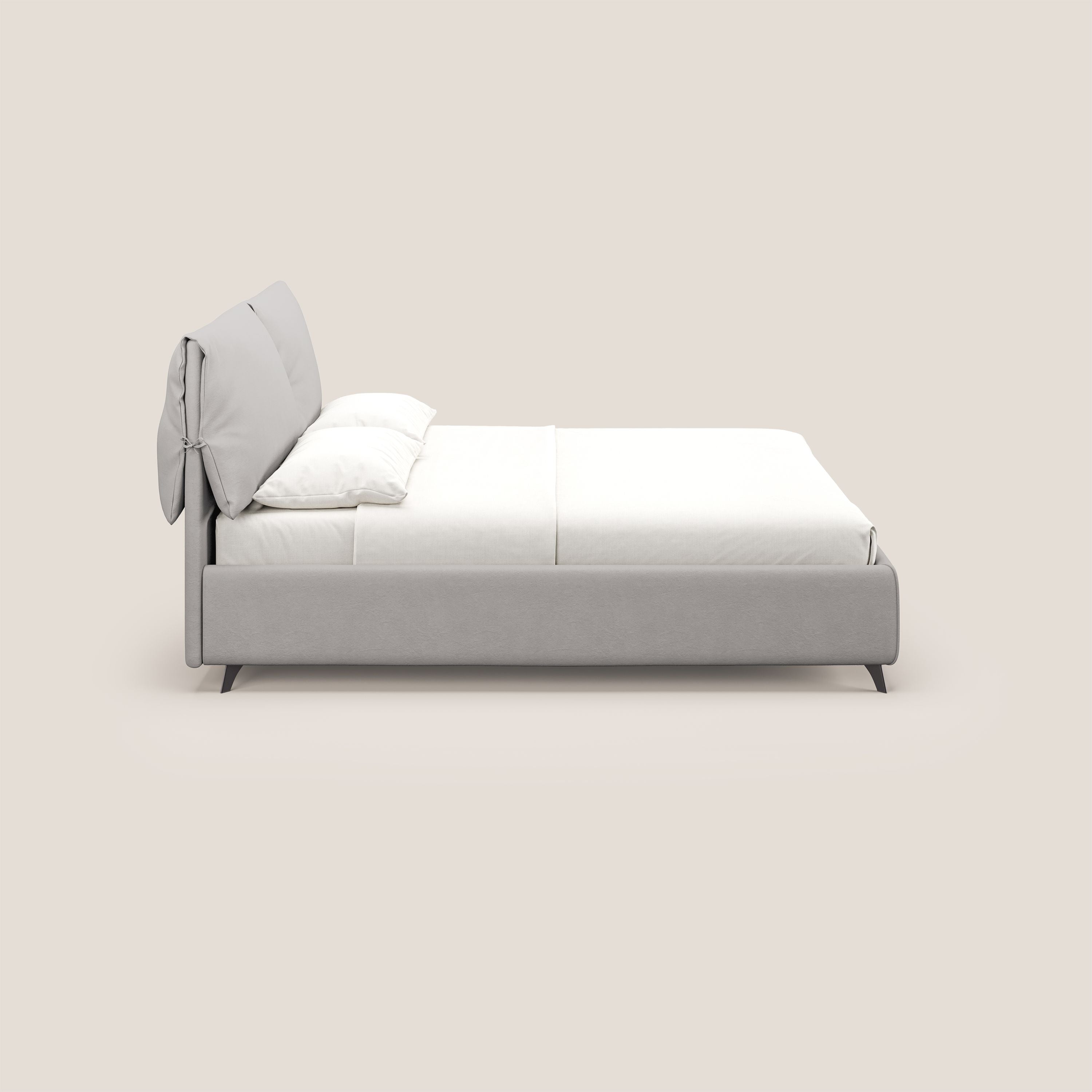 Susan letto imbottito contenitore completamente sfoderabile in microfibra smacchiabile T11 grigio chiaro - divani.store