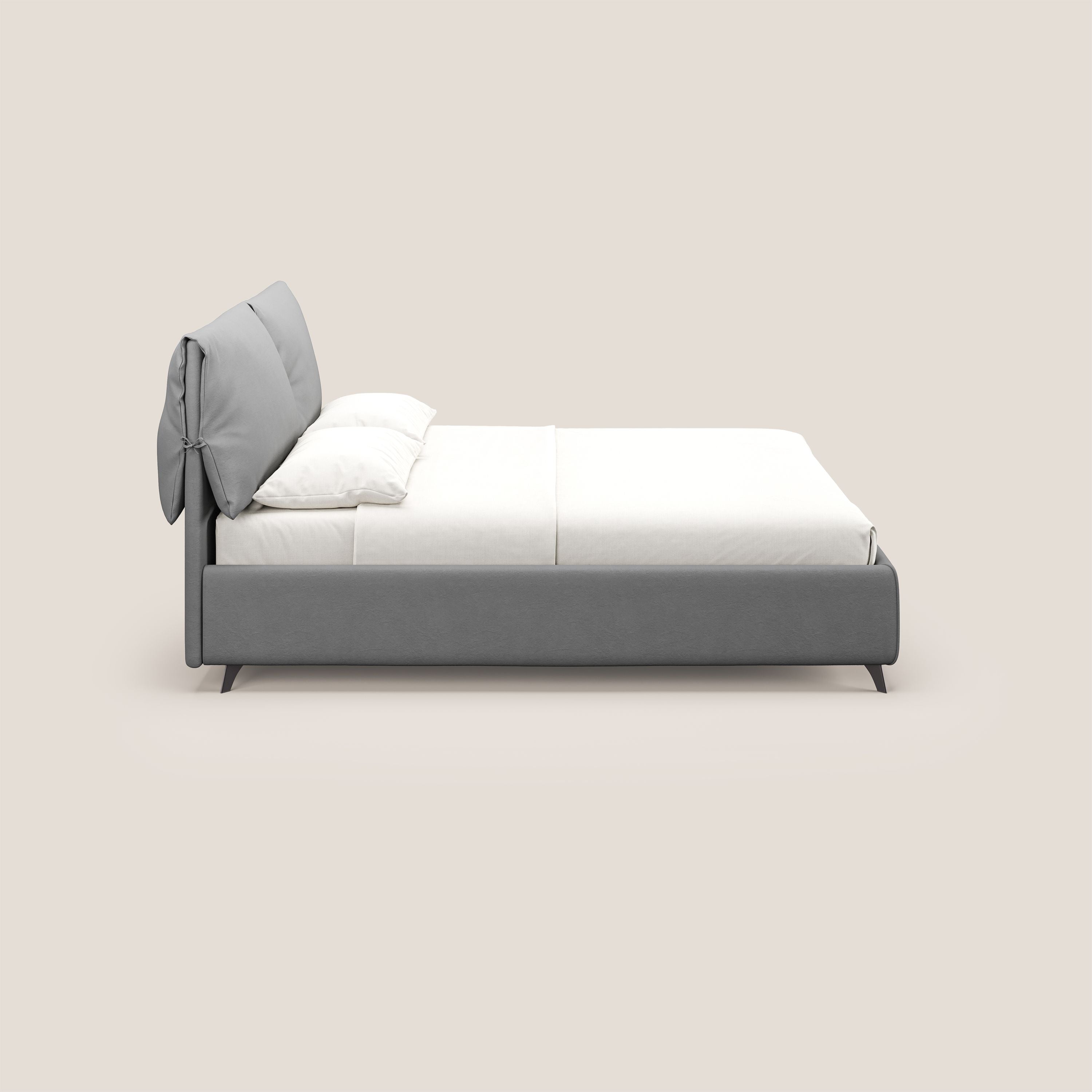 Susan letto imbottito contenitore completamente sfoderabile in microfibra smacchiabile T11 grigio - divani.store