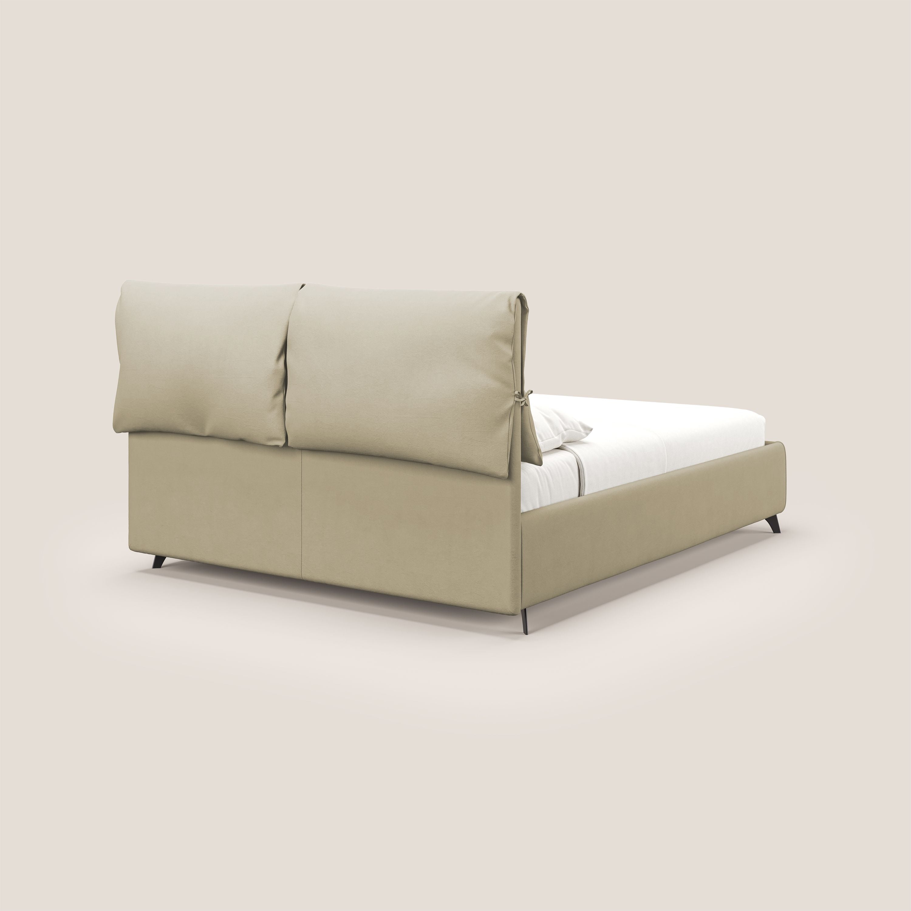 Susan letto imbottito contenitore completamente sfoderabile in microfibra smacchiabile T11 panna - divani.store