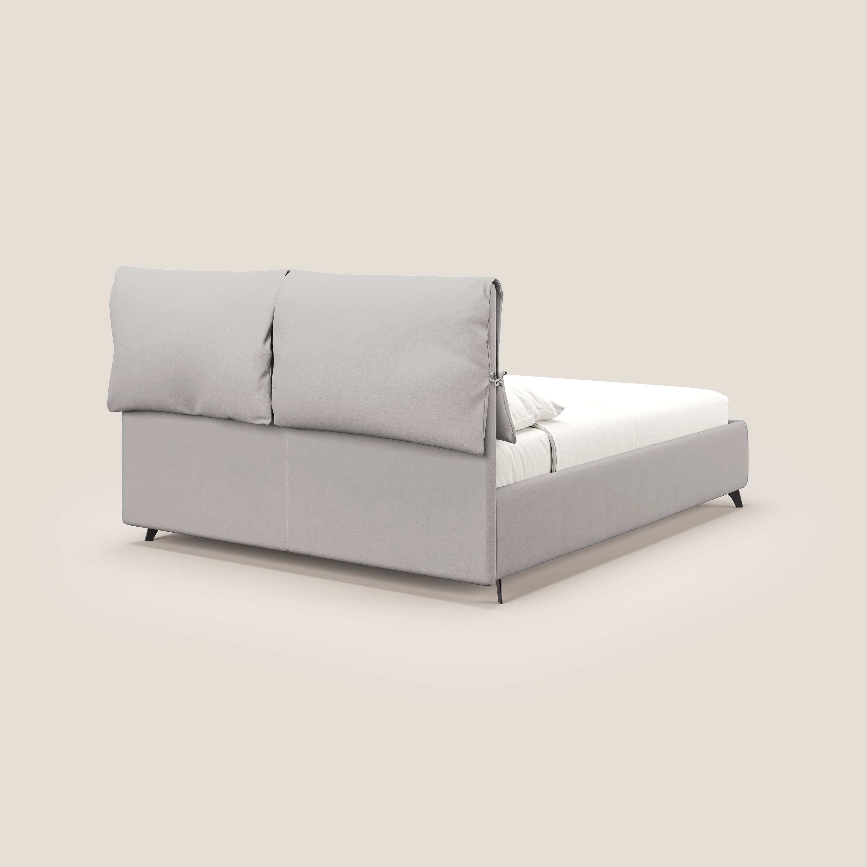 Susan letto imbottito contenitore completamente sfoderabile in microfibra smacchiabile T11 grigio chiaro - divani.store