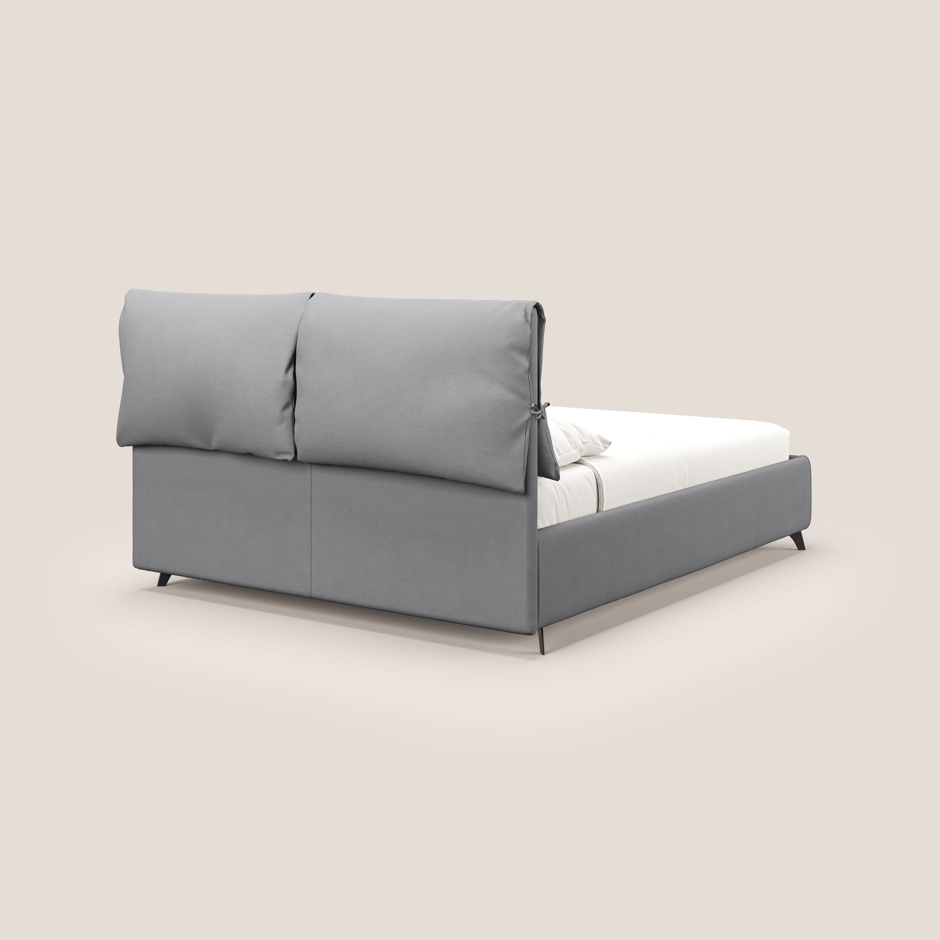 Susan letto imbottito contenitore completamente sfoderabile in microfibra smacchiabile T11 grigio - divani.store