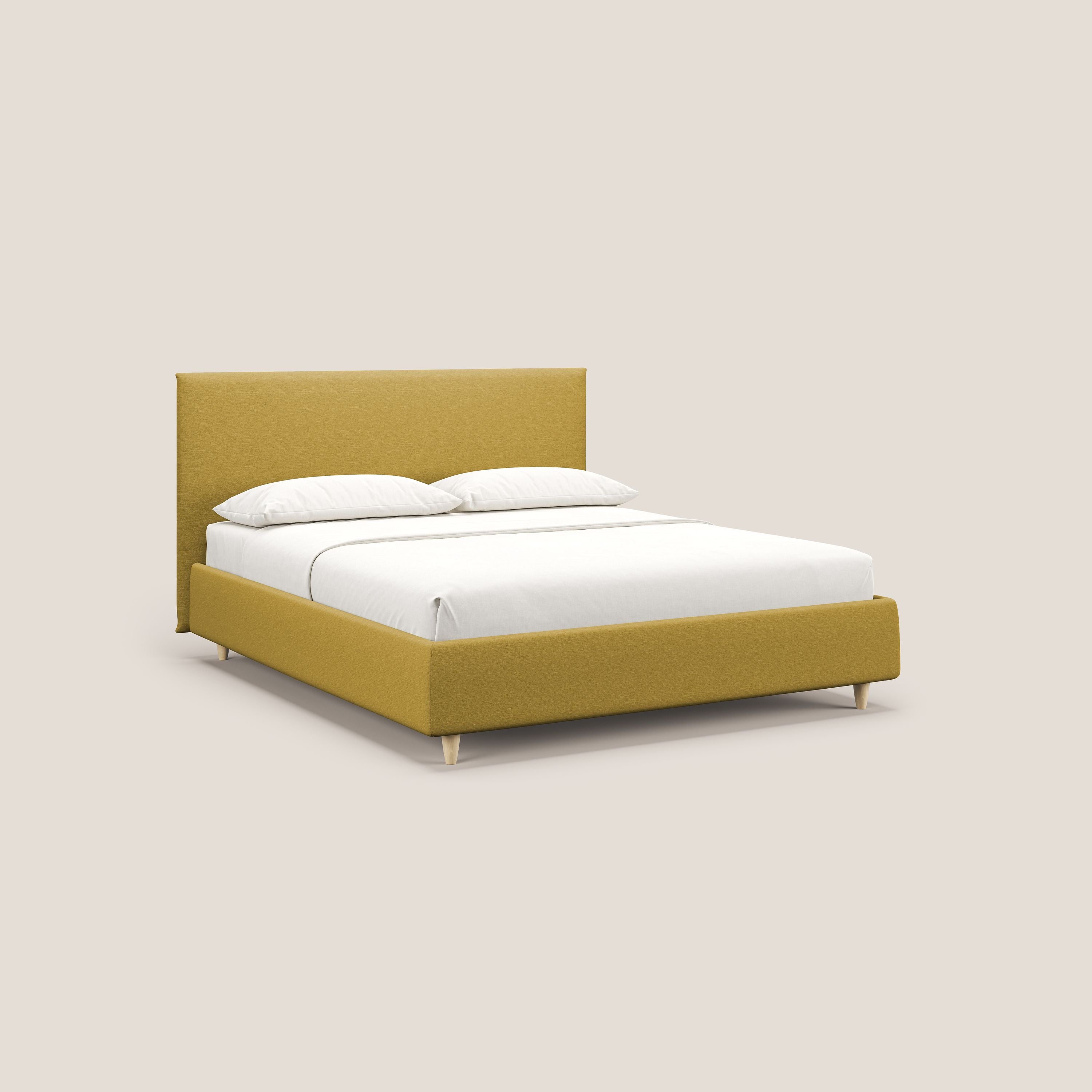 Teresa letto contenitore e sfoderabile in tessuto misto cotone impermeabile T13 giallo - divani.store