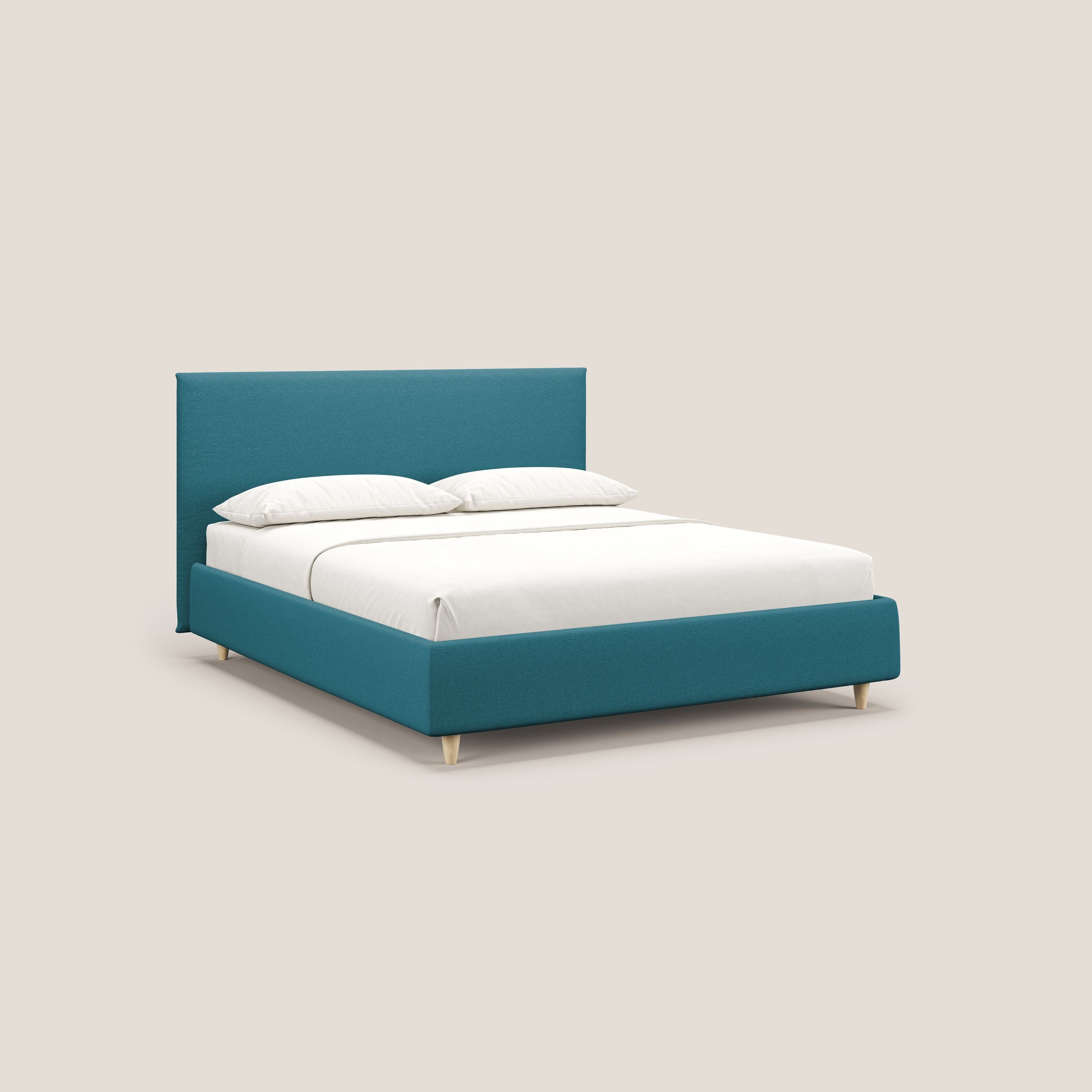 Teresa letto contenitore e sfoderabile in tessuto misto cotone impermeabile T13 azzurro - divani.store