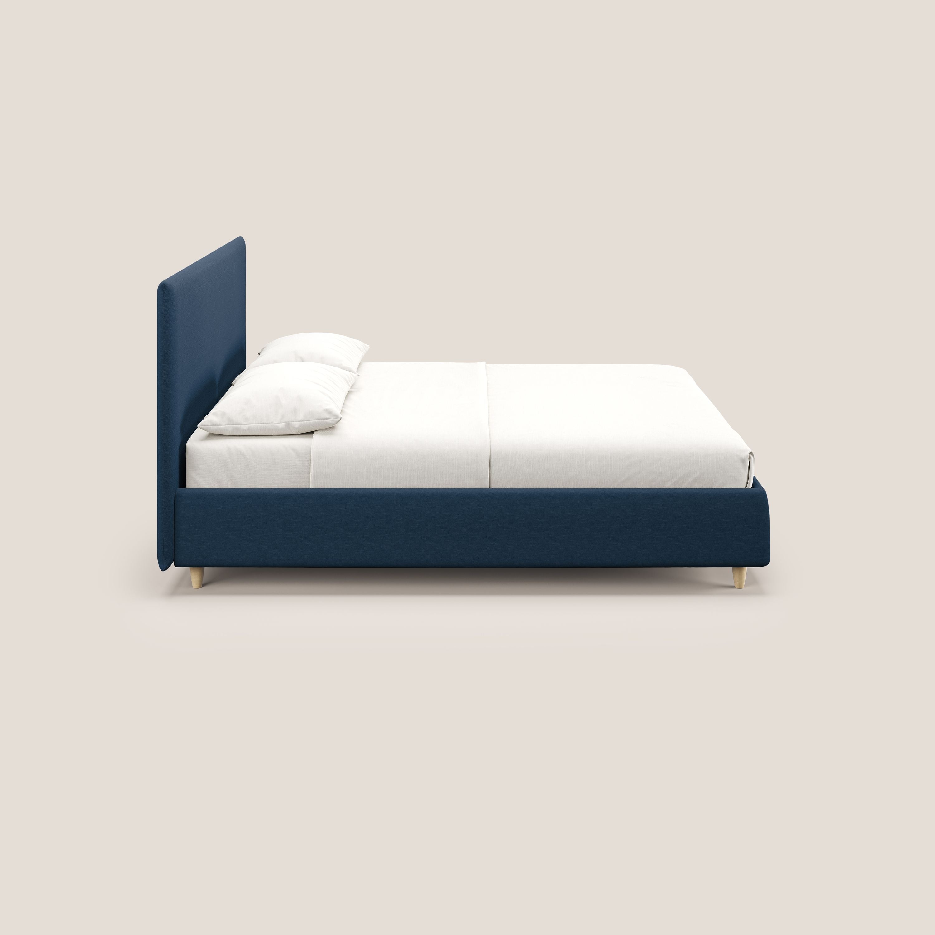 Teresa letto contenitore e sfoderabile in tessuto misto cotone impermeabile T13 blu - divani.store
