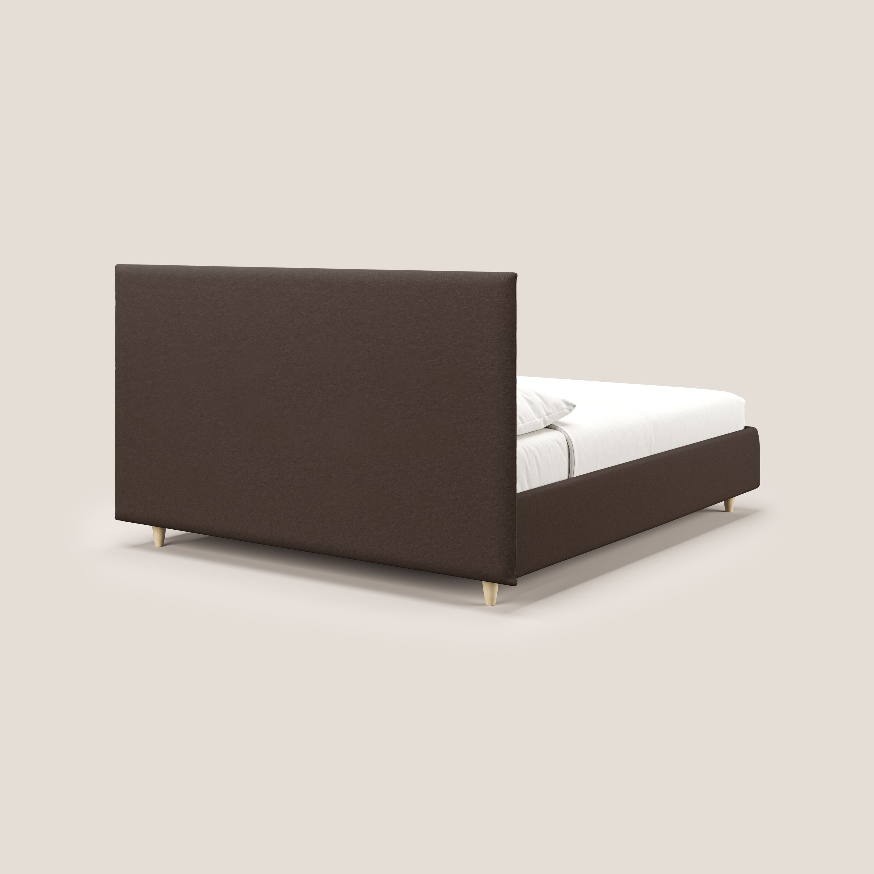 Teresa letto contenitore e sfoderabile in tessuto misto cotone impermeabile T13 marrone - divani.store