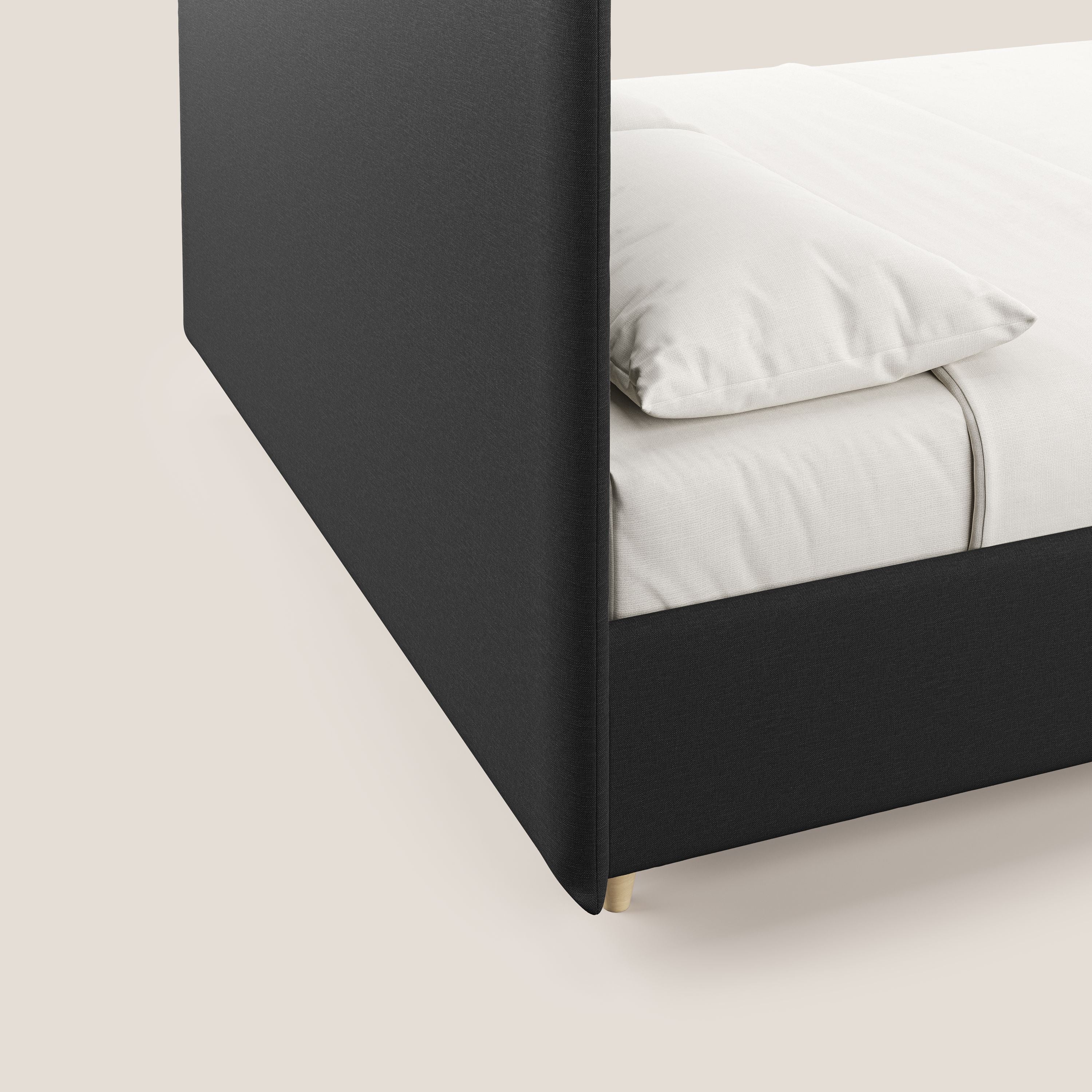 Teresa letto contenitore e sfoderabile in tessuto misto cotone impermeabile T13 antracite - divani.store