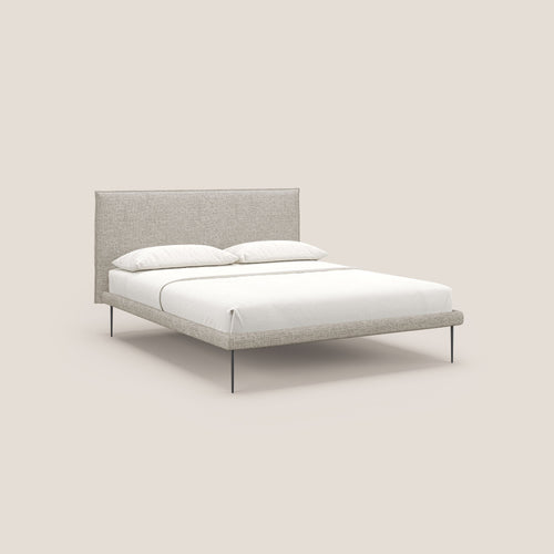 Theo letto imbottito moderno sfoderabile con piedi alti in metallo in tessuto impermeabile T10 panna - divani.store
