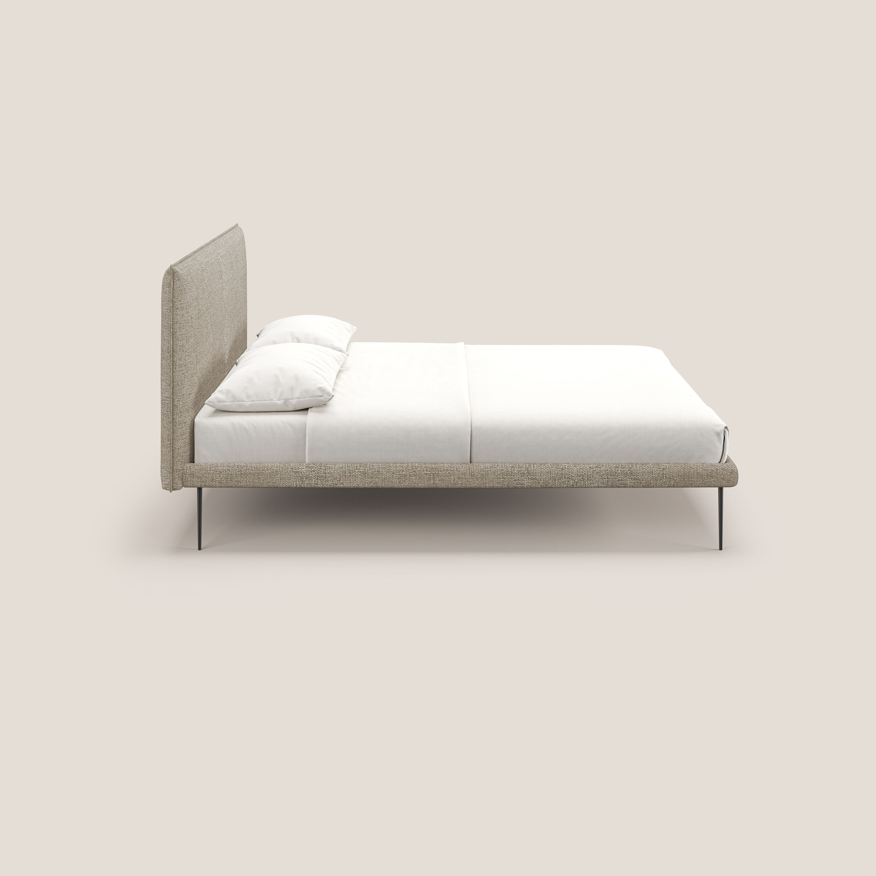 Theo letto imbottito moderno sfoderabile con piedi alti in metallo in tessuto impermeabile T10 beige - divani.store