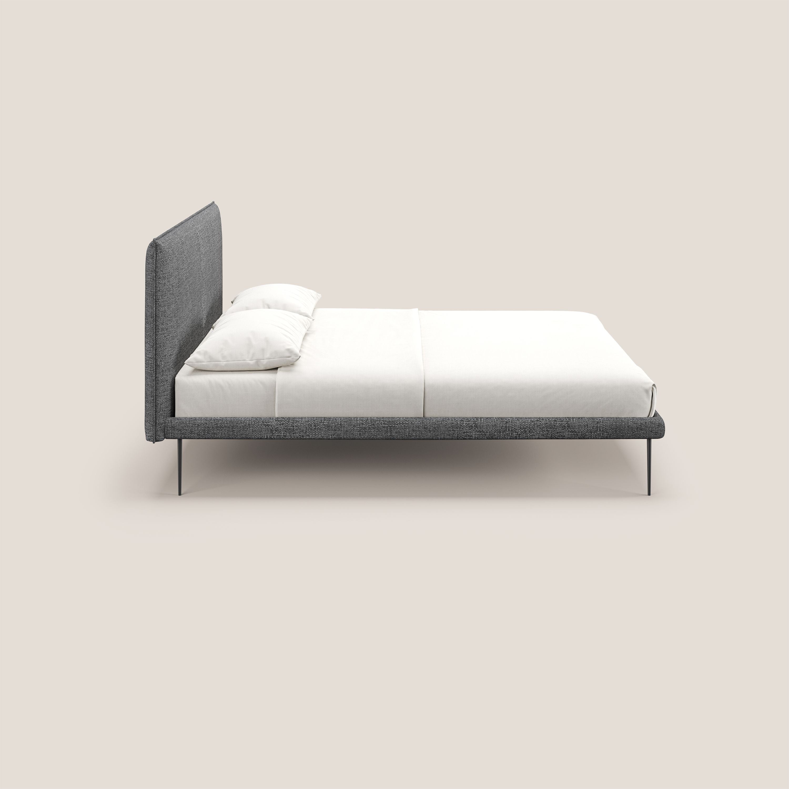 Theo letto imbottito moderno sfoderabile con piedi alti in metallo in tessuto impermeabile T10 grigio - divani.store