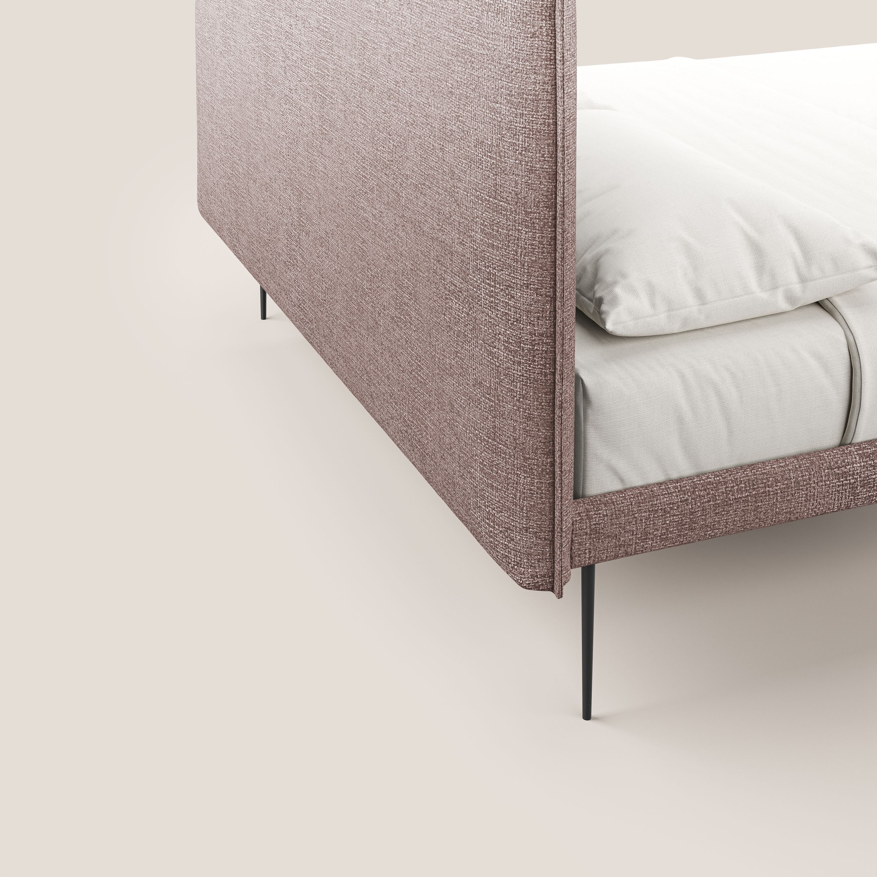 Theo letto imbottito moderno sfoderabile con piedi alti in metallo in tessuto impermeabile T10 rosa - divani.store