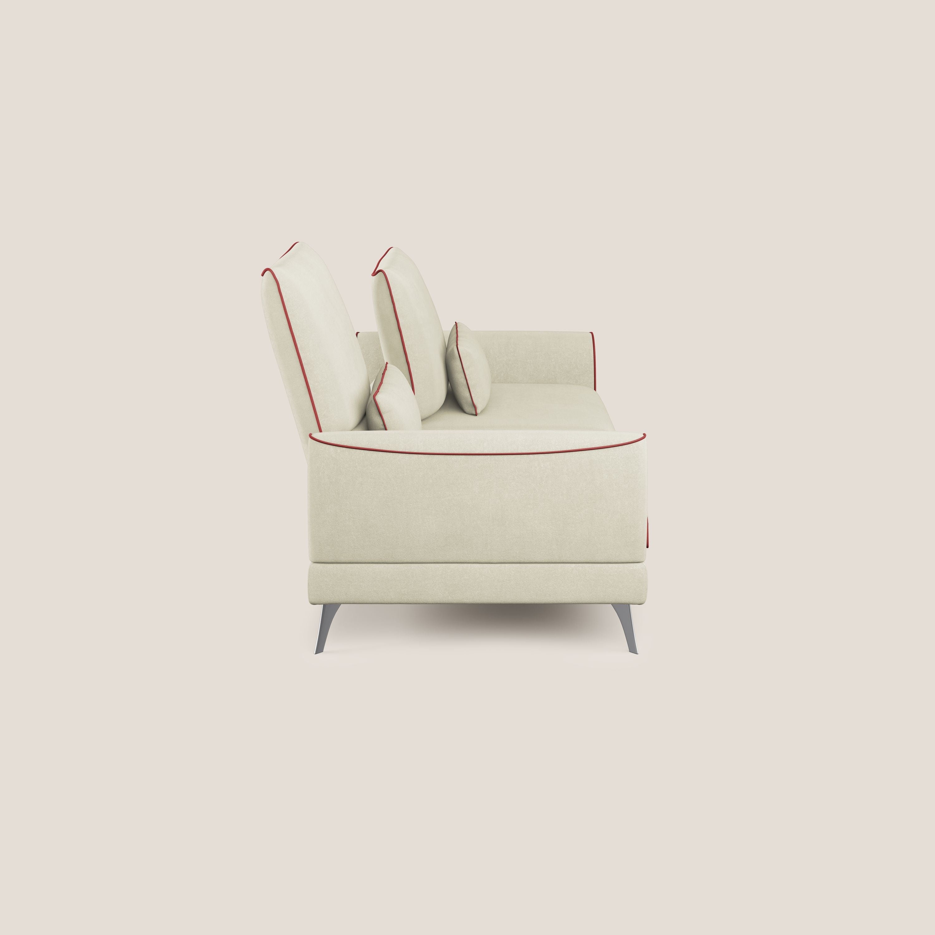 Tommy Divano relax bicolore con schienali traslanti in microfibra smacchiabile T11 panna - rosso - divani.store
