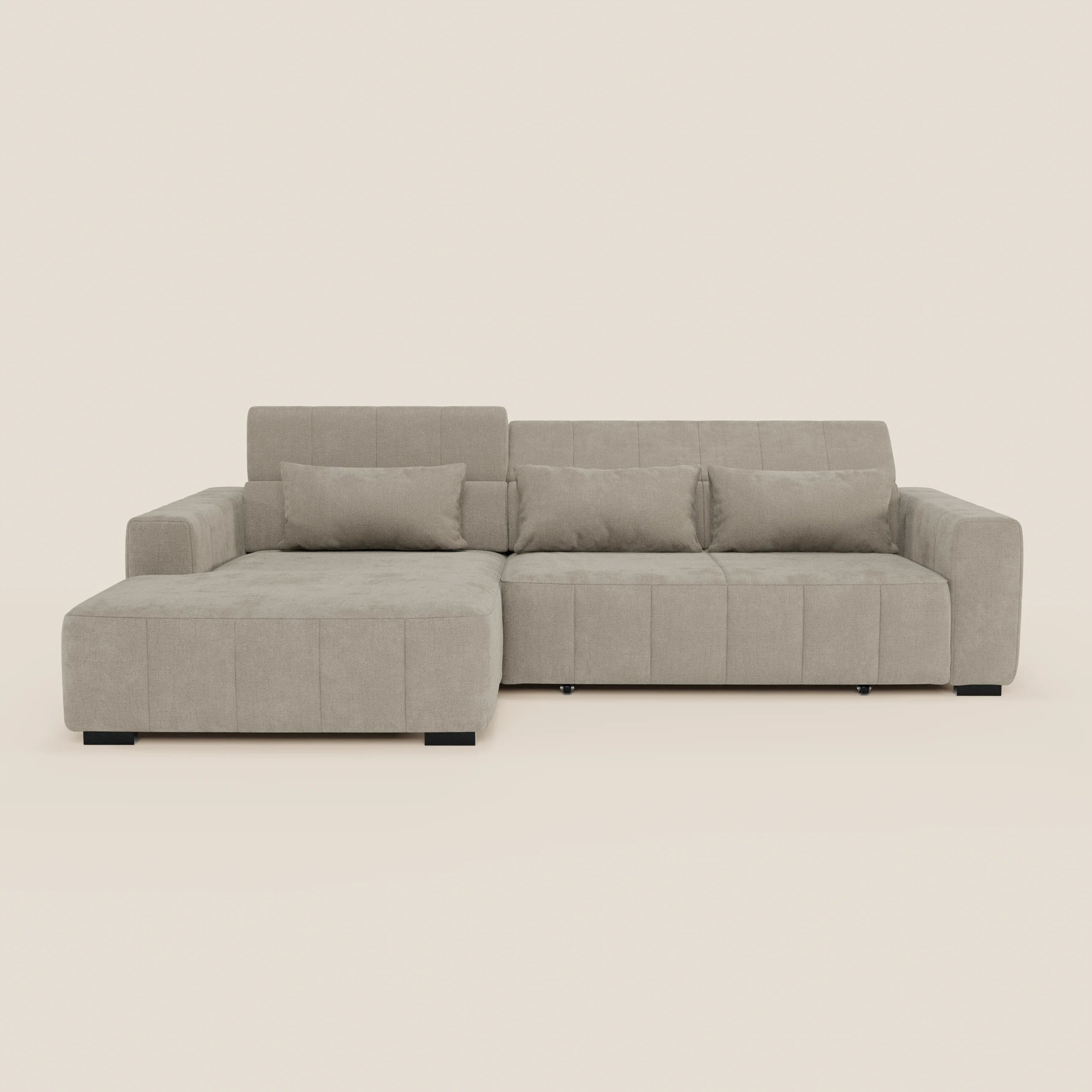 Doric Divano angolare con penisola e sedute allungabili con relax elettrico - poggiatesta reclinabili in tessuto smacchiabile T23 - divani.store