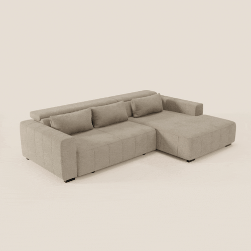 Doric Canapé d’angle avec méridienne et assises extensibles avec relaxation électrique - appuie-têtes inclinables en tissu anti-taches T23