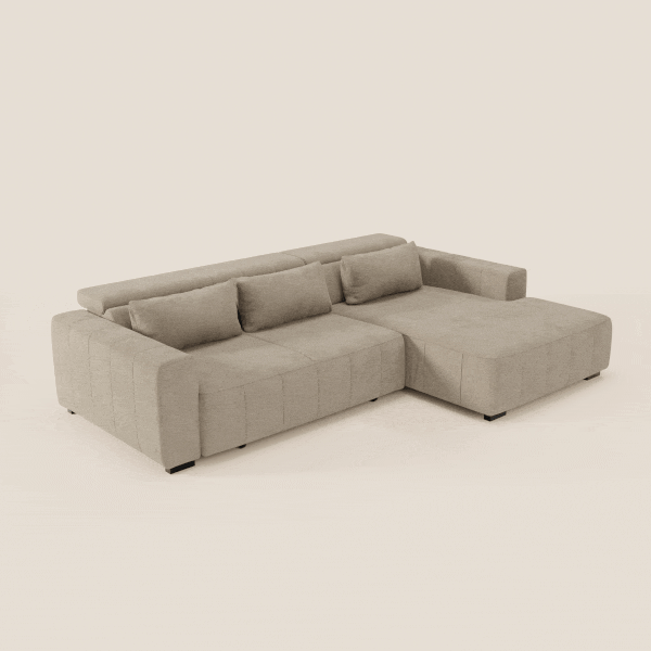 Doric Canapé d’angle avec méridienne et assises extensibles avec relaxation électrique - appuie-têtes inclinables en tissu anti-taches T23