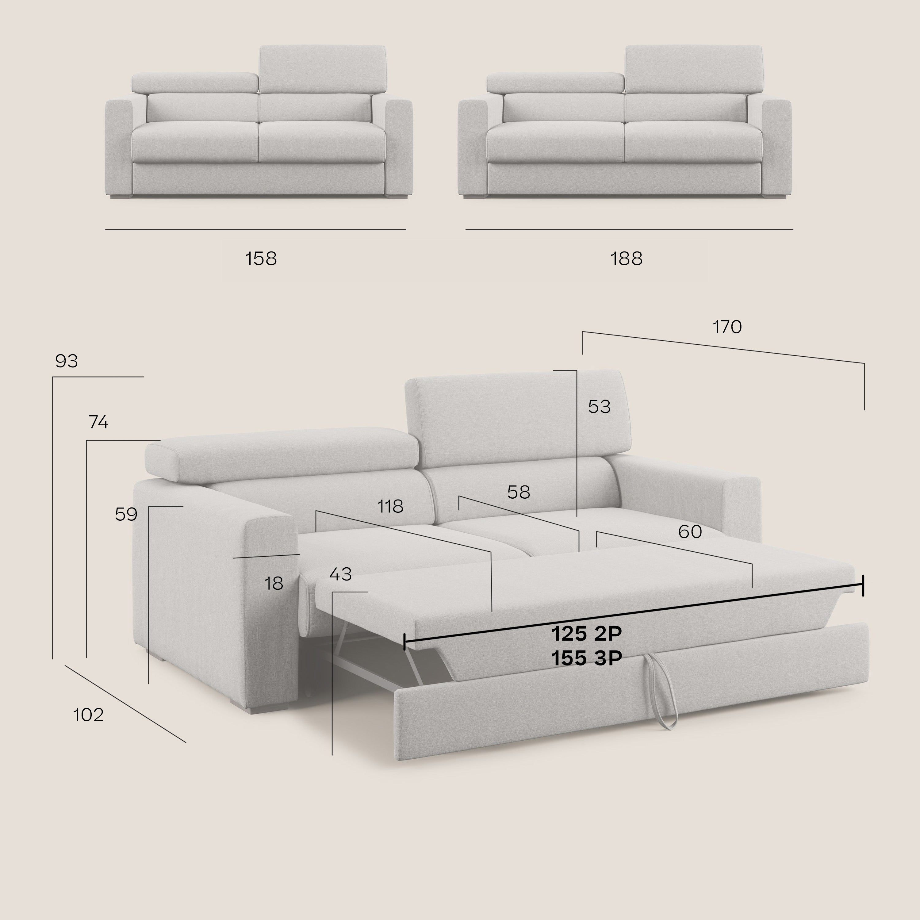 Dylan divano allungabile con pouf estraibile poggiapiedi in tessuto fiammato simil cotone impermeabile T19 arancio - divani.store