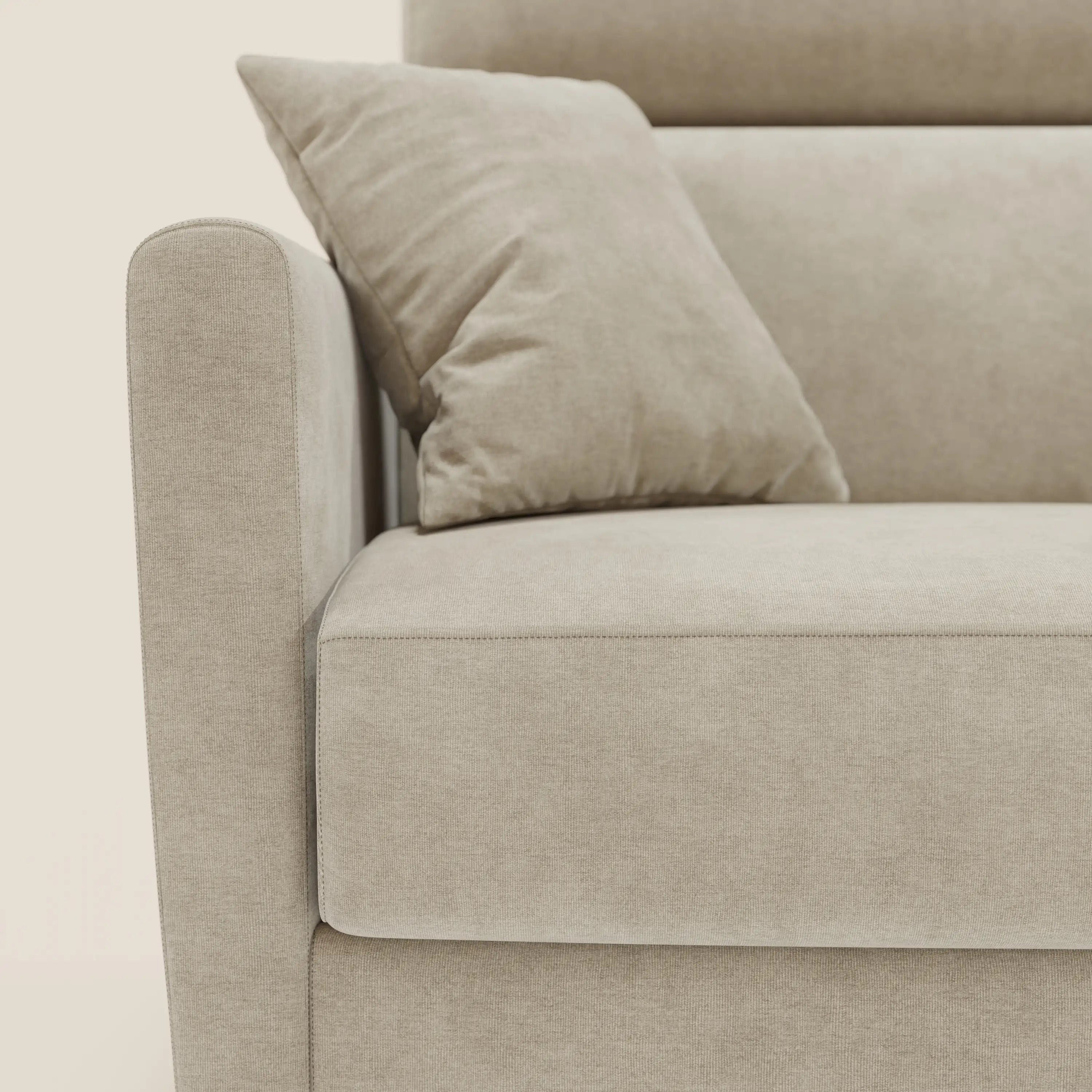 Francy canapé d'angle convertible déhoussable - méridienne avec coffre et têtières inclinables en tissu détachable T17 crème