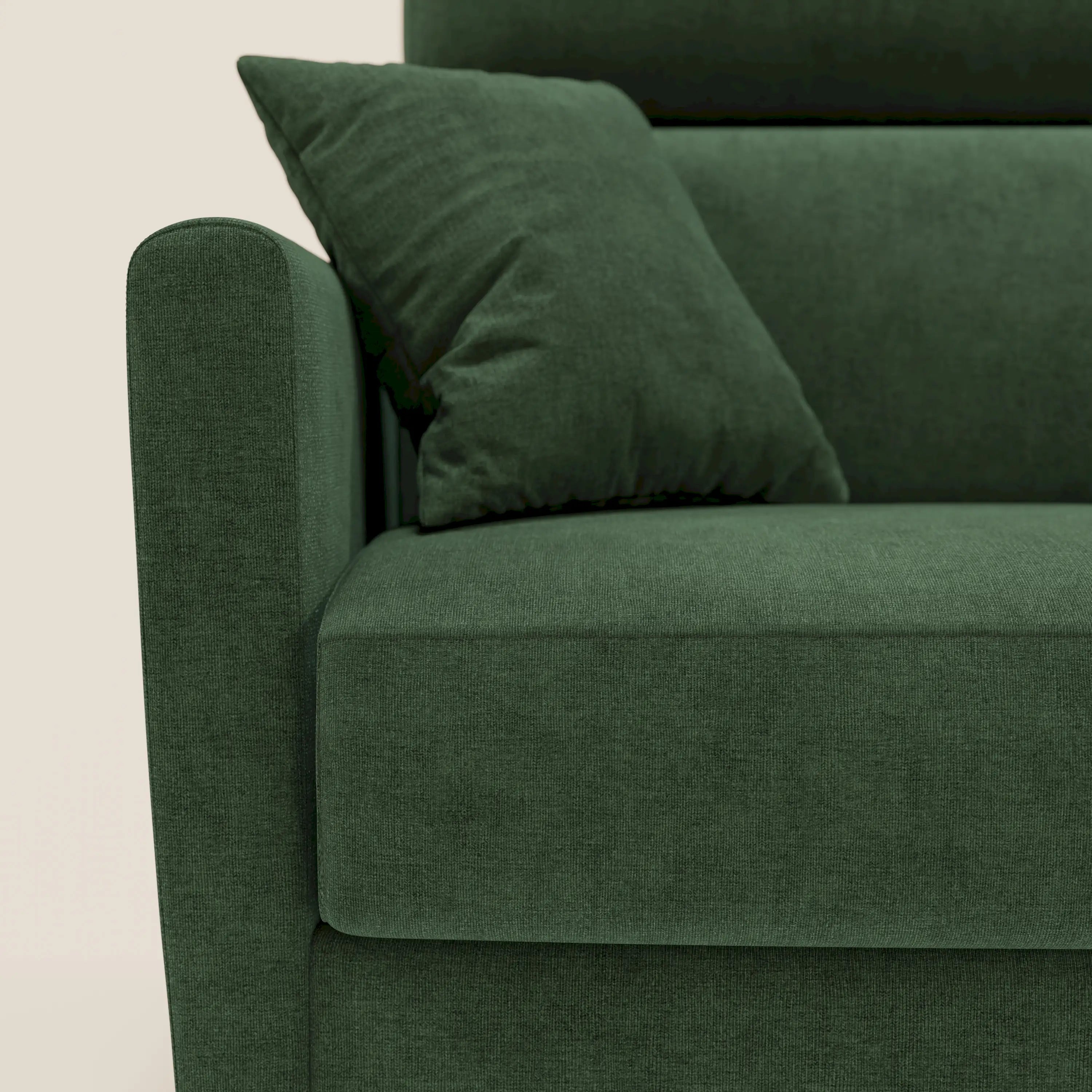 Francy canapé d'angle convertible déhoussable - méridienne avec coffre et têtières inclinables en tissu détachable T17 vert