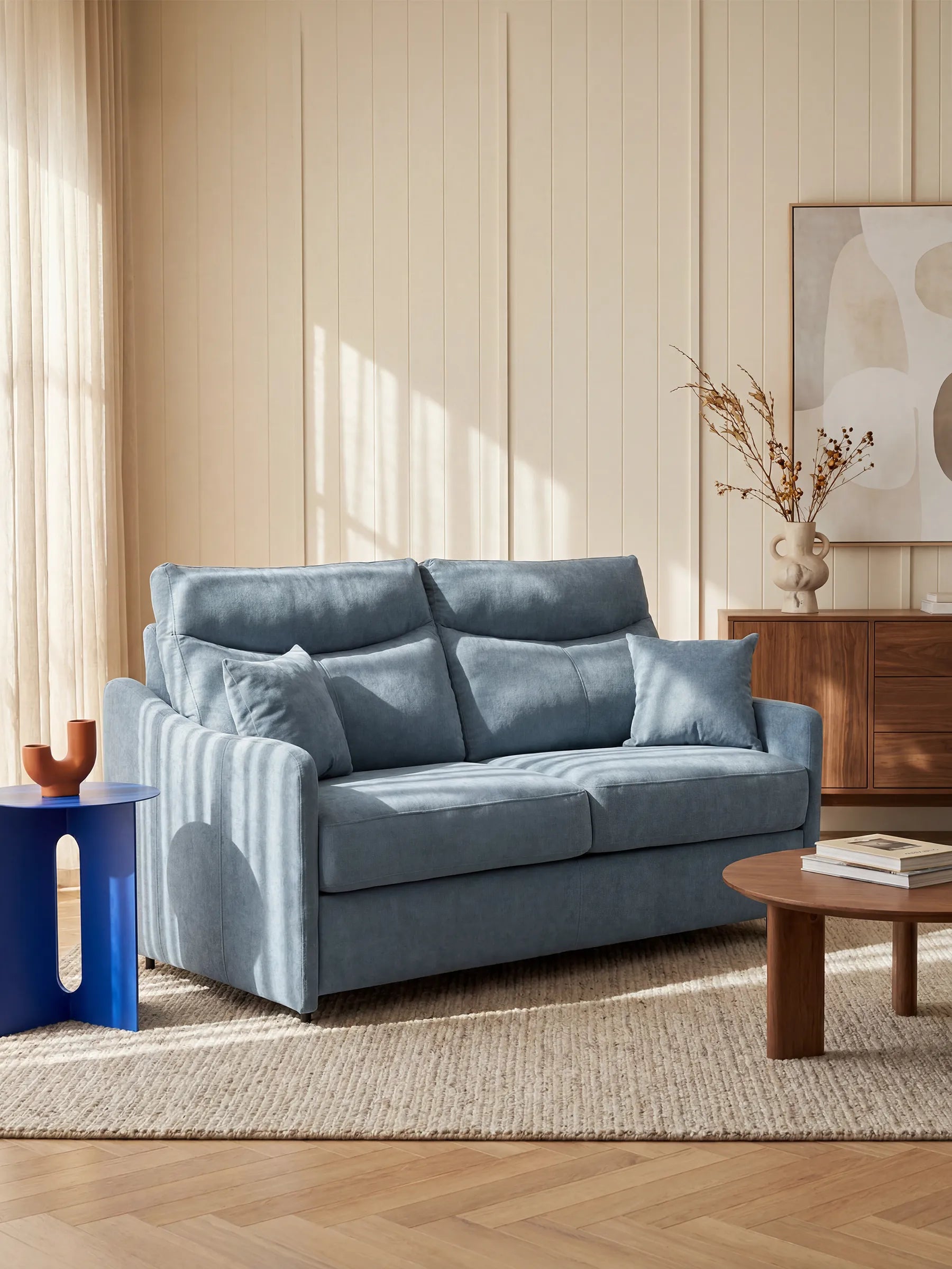 Lodovico Divano letto 3 posti con materasso ALTO 20 cm in tessuto smacchiabile certificato Oeko-Tex