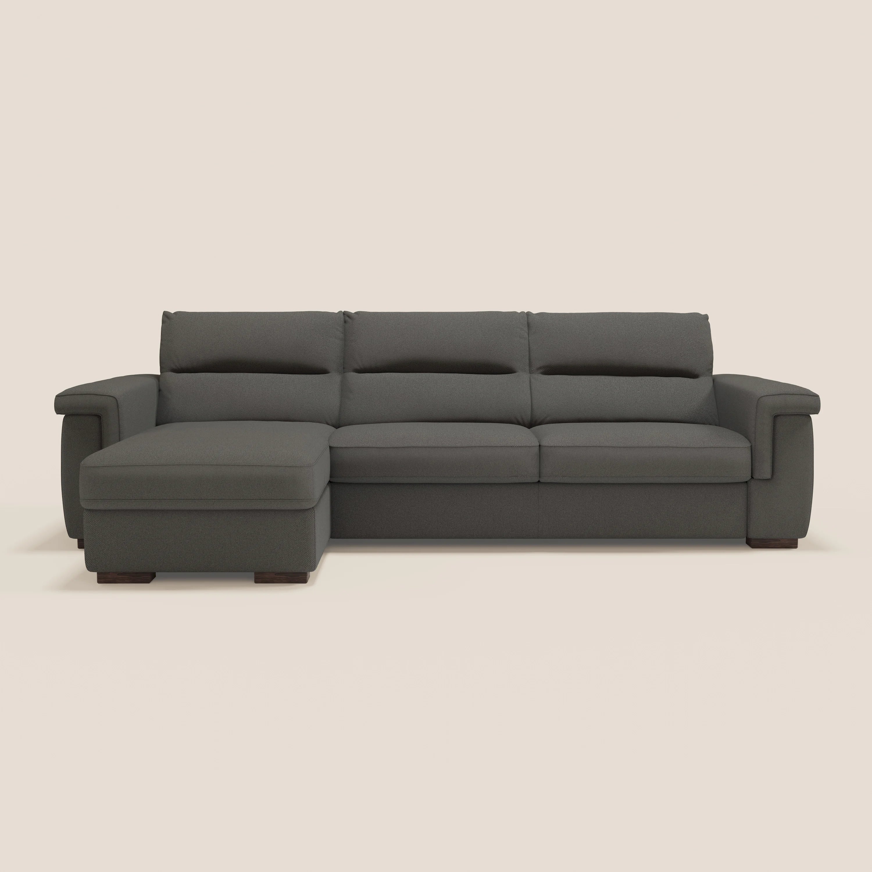 Magnolia canapé d'angle convertible avec méridienne coffre - matelas H 18cm en tissu détachable T05
