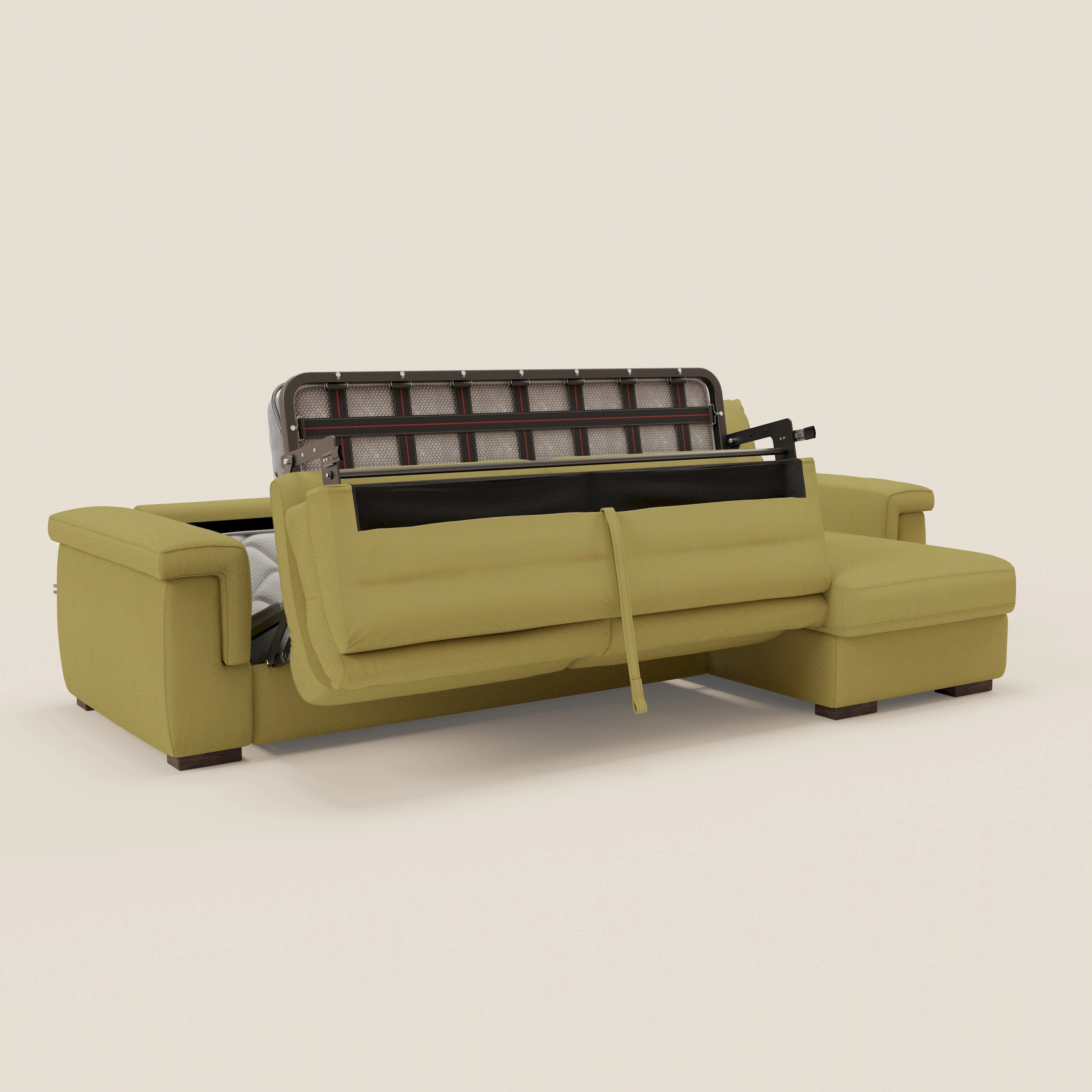 Magnolia canapé d'angle convertible avec méridienne coffre - matelas H 18cm en tissu détachable T05