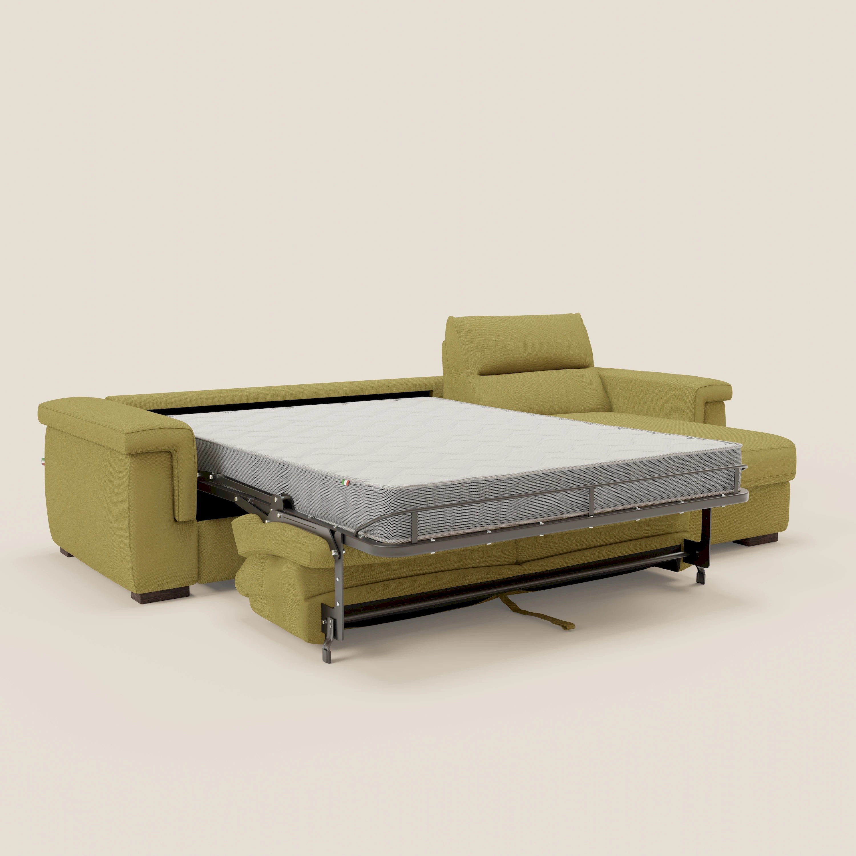 Magnolia canapé d'angle convertible avec méridienne coffre - matelas H 18cm en tissu détachable T05