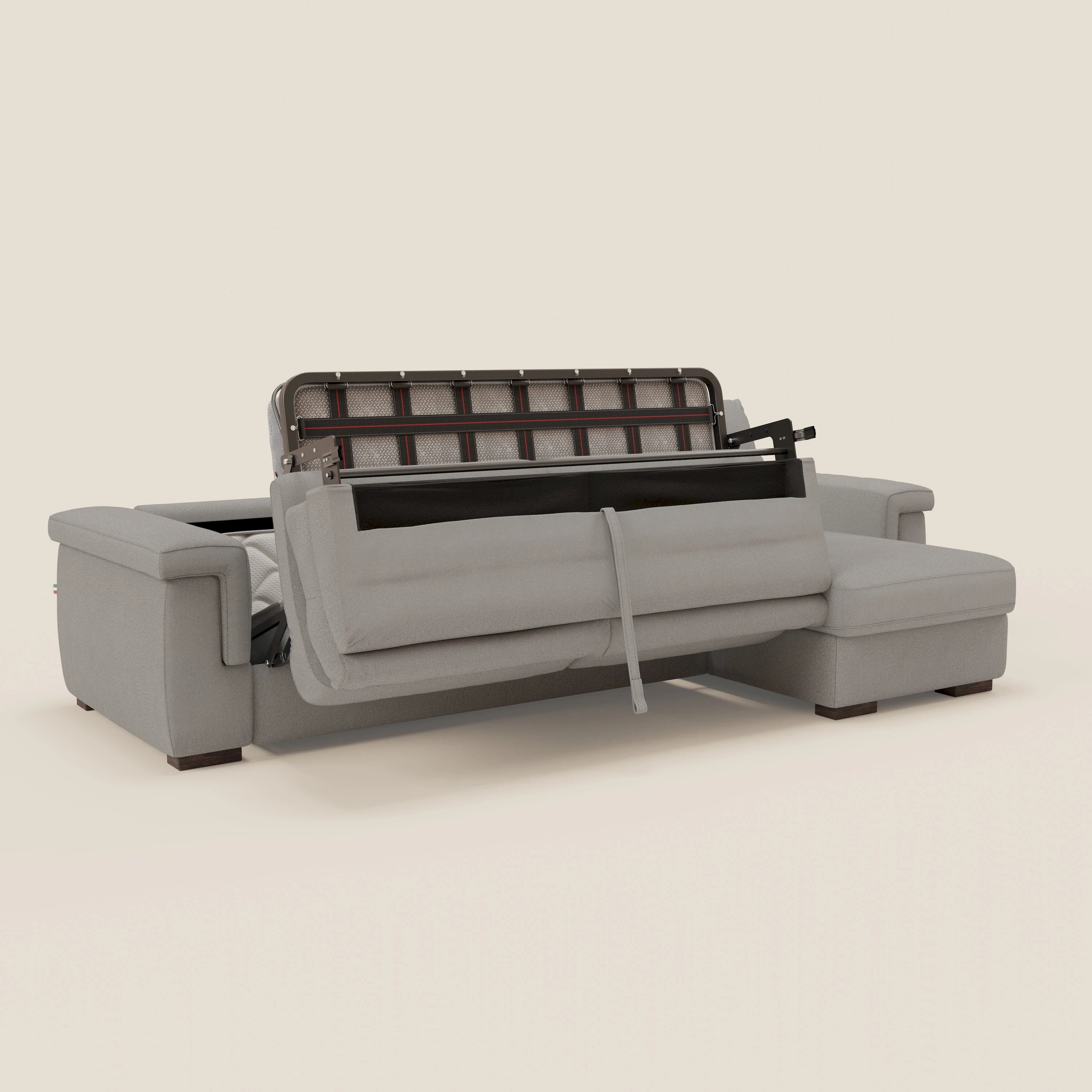 Magnolia canapé d'angle convertible avec méridienne coffre - matelas H 18cm en tissu détachable T05